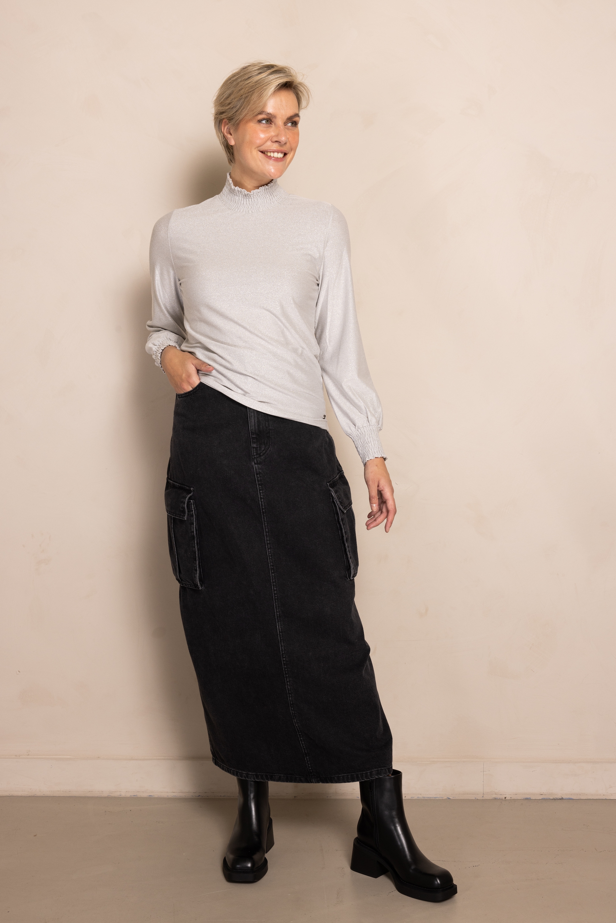 Zhrill Stehkragenshirt »ZHVEZNA« mit Schimmer-Effekt