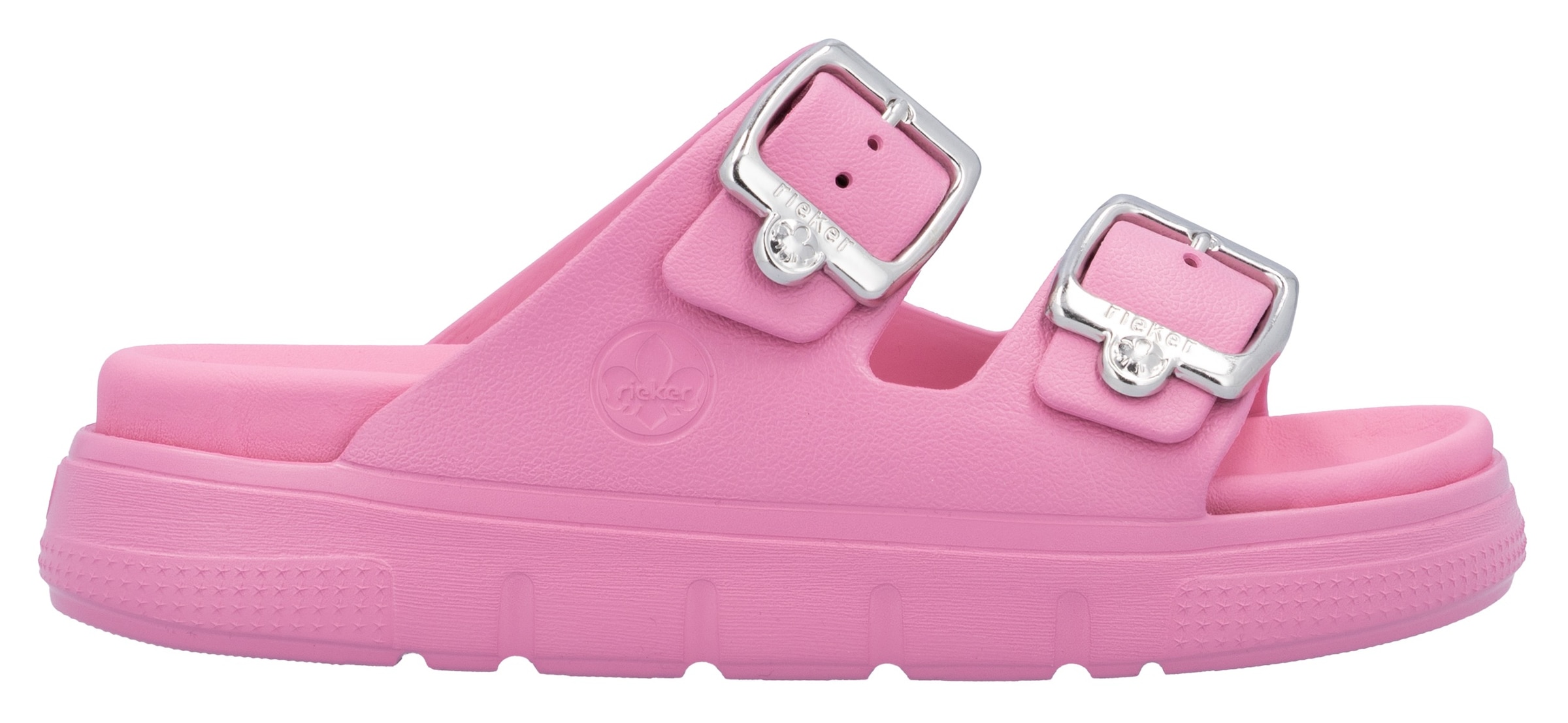 Rieker Pantolette, Plateau, Sommerschuh, Schlappen in Weite G (=weit)