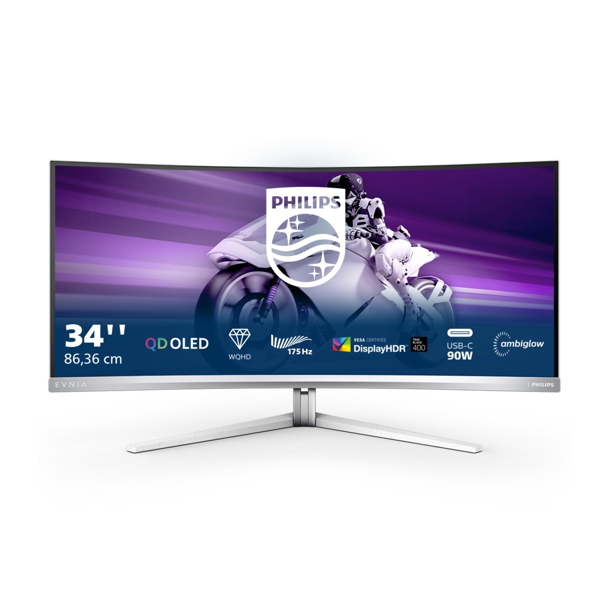 Philips Curved-Gaming-OLED-Monitor »EVNIA 34M2C8600«, 86 cm/34 Zoll, 3440 x 1440 px, 0,1 ms Reaktionszeit, 175 Hz