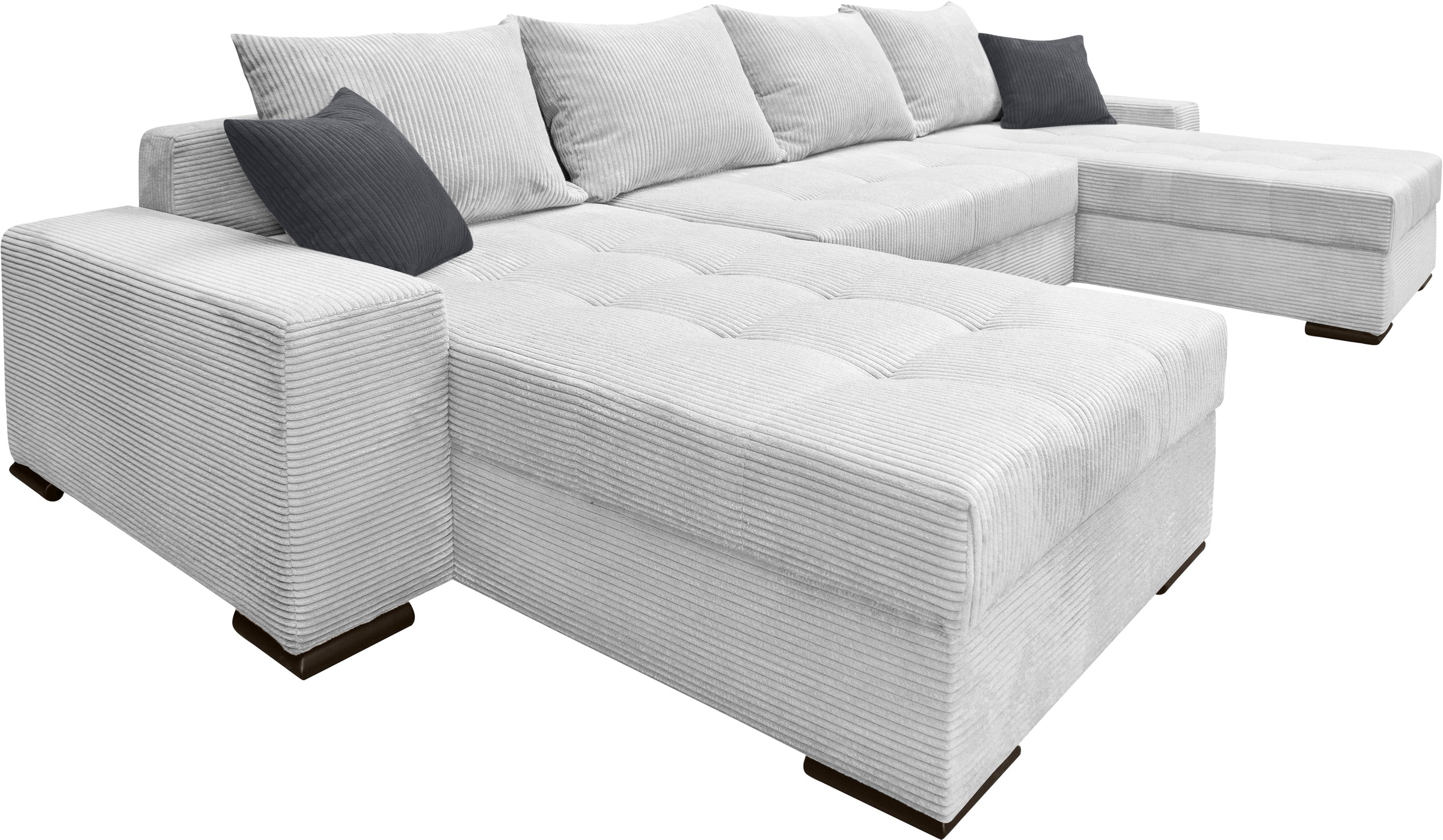 COLLECTION AB Wohnlandschaft »Josy XL U-Form, B: 313 cm in Cord, Cord-Mix« mit Bettfunktion, Bettkasten & 2 Zierkissen, Federkern