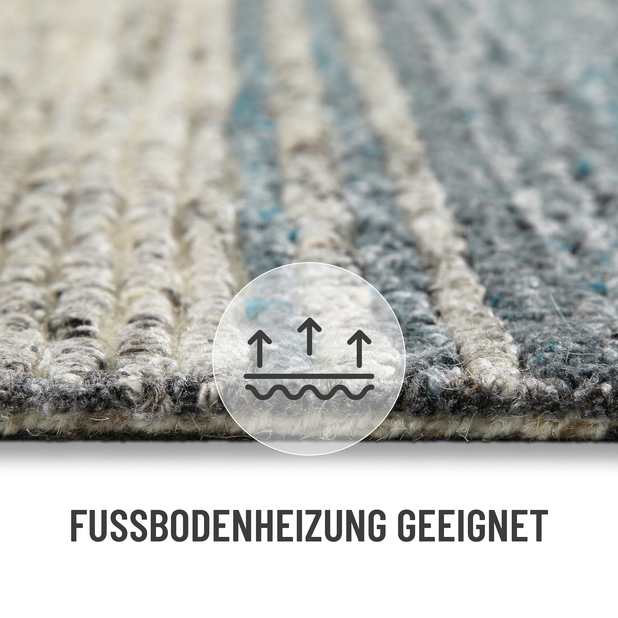 Wecon home Teppich »Hamptons TWENTYFOUR«, rund, 10 mm Höhe, Kurzflor, Wohnzimmer, Schlafzimmer, elegant, robust, Streifen Muster