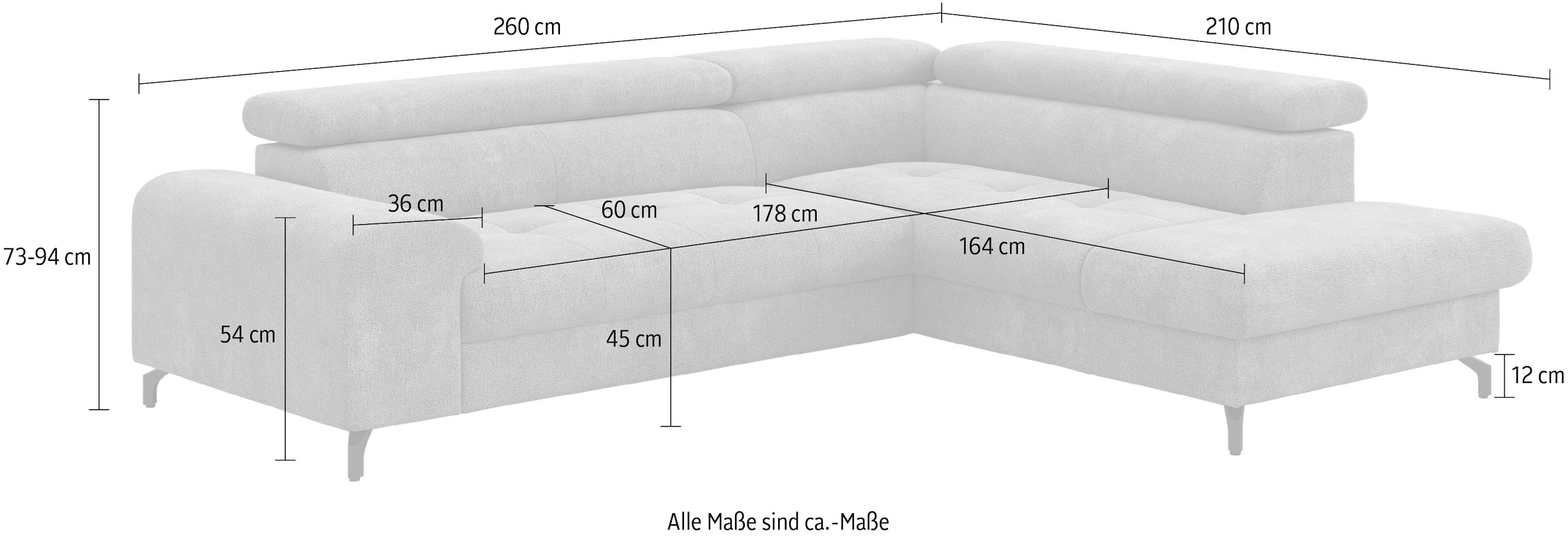 COTTA Ecksofa »Aura L-Form«, mit Schlaffunktion, Bettkasten und Kopfteilverstellung