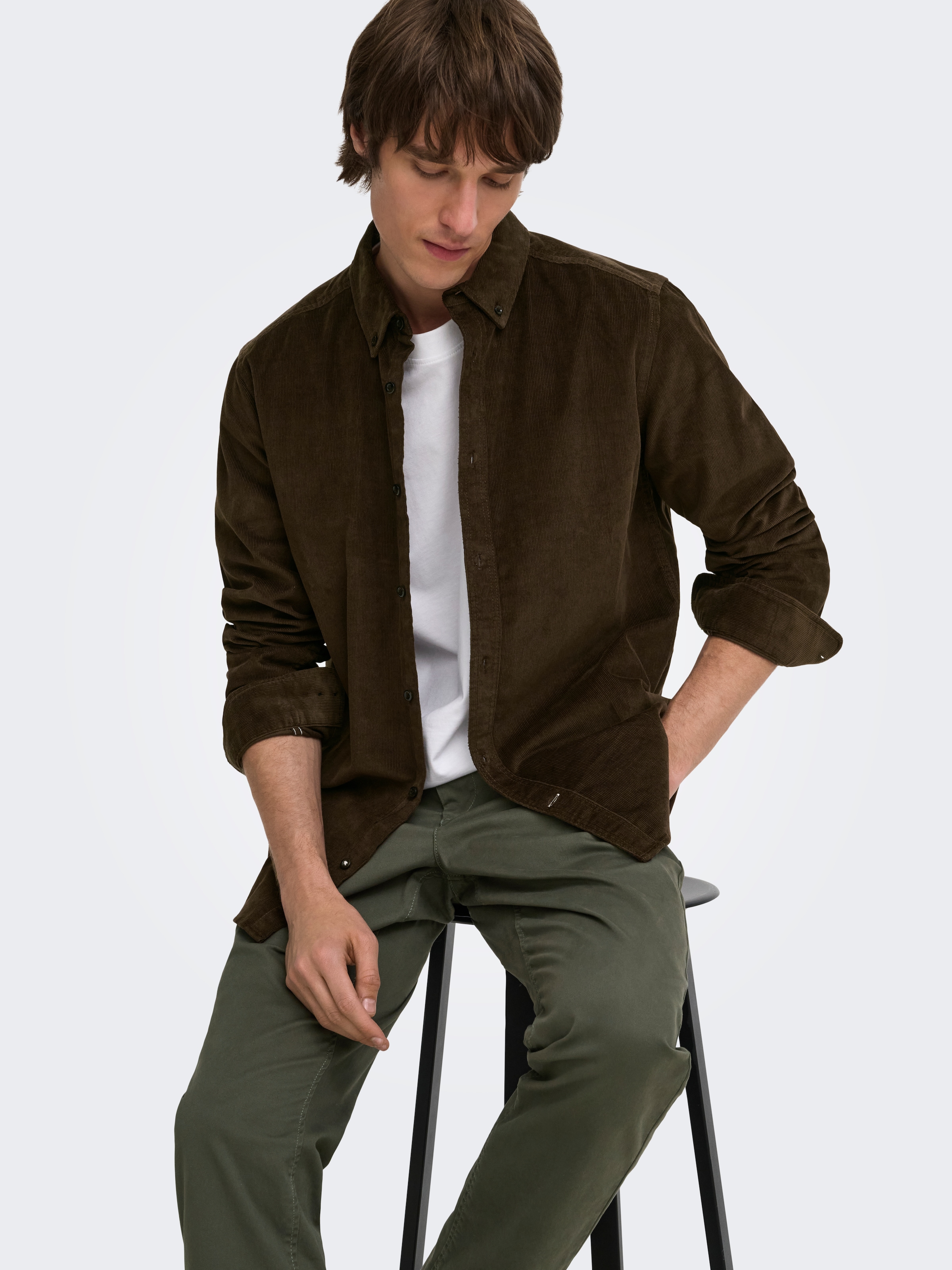 ONLY & SONS Langarmhemd »ONSMICHAEL 18W REG CORD STRETCH LS NOOS« Baumwollmischung, regular fit, Cord