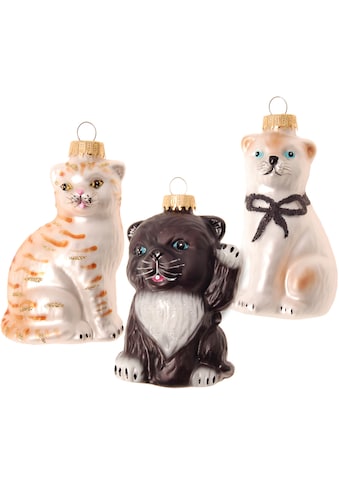 Christbaumschmuck »mit 3 verschiedenen Katzen«, (Set, 3 tlg.)