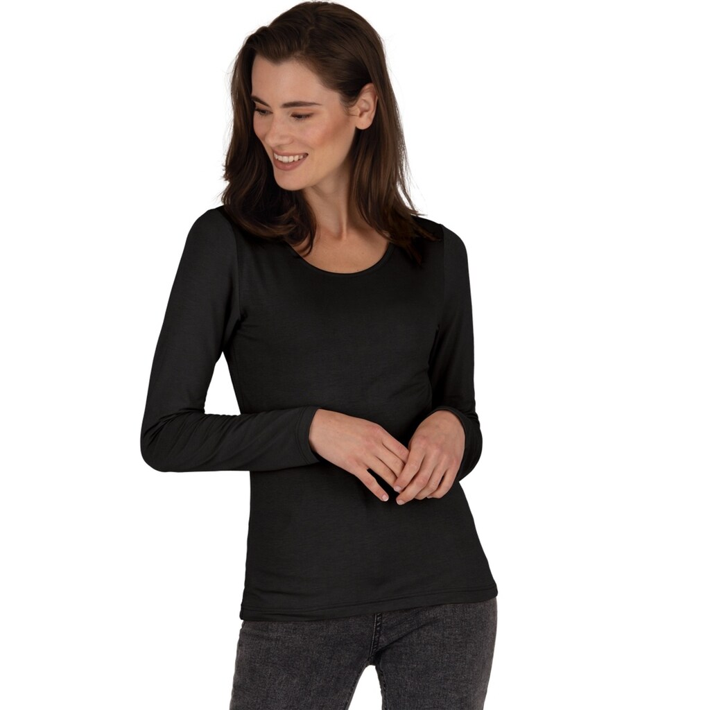 Trigema Longsleeve »TRIGEMA Shirt aus Viskose Langarm«, (1 tlg.)