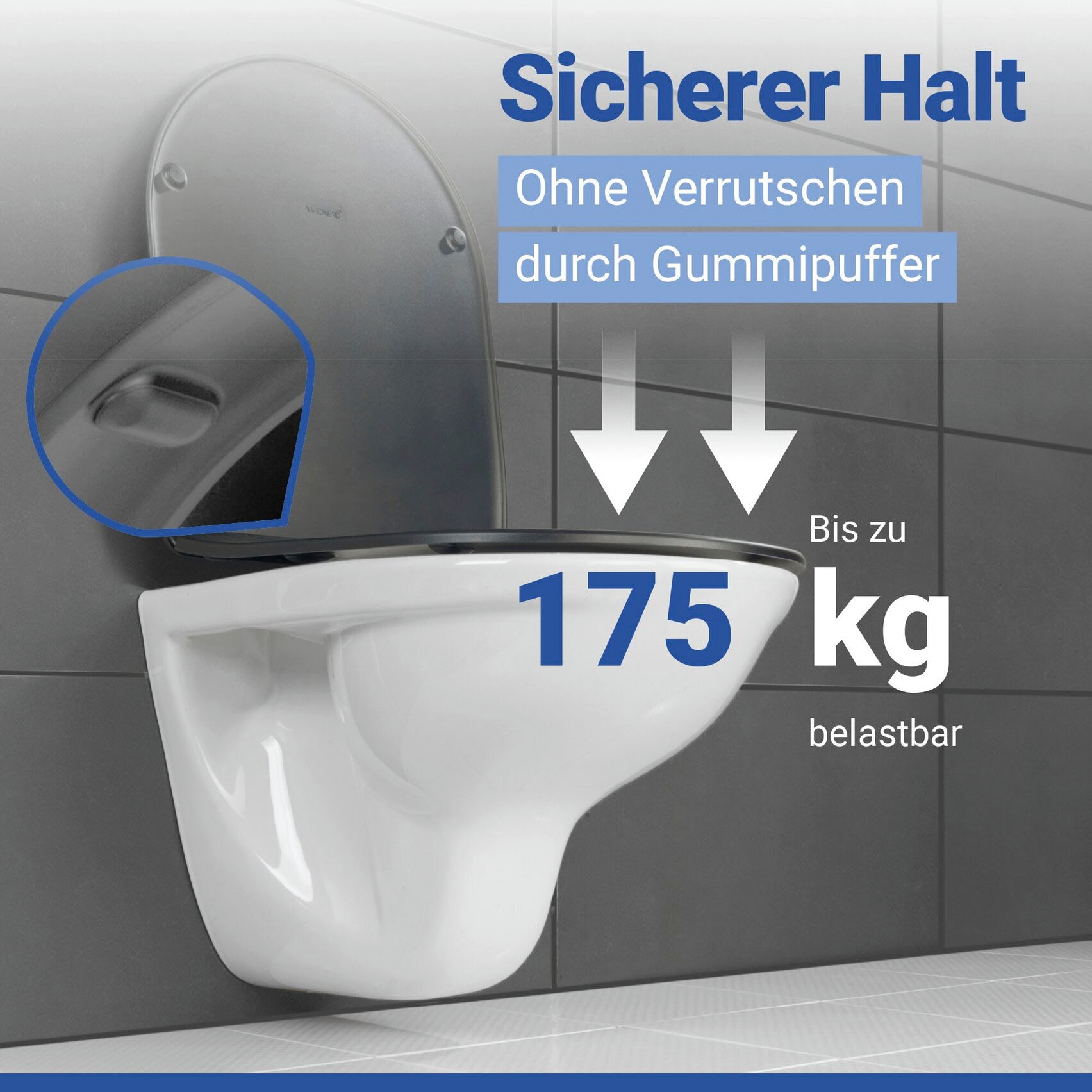WENKO WC-Sitz »Modell Galati« Toilettensitz aus Duroplast, ultraflach, D-Form, mit Absenkautomatik