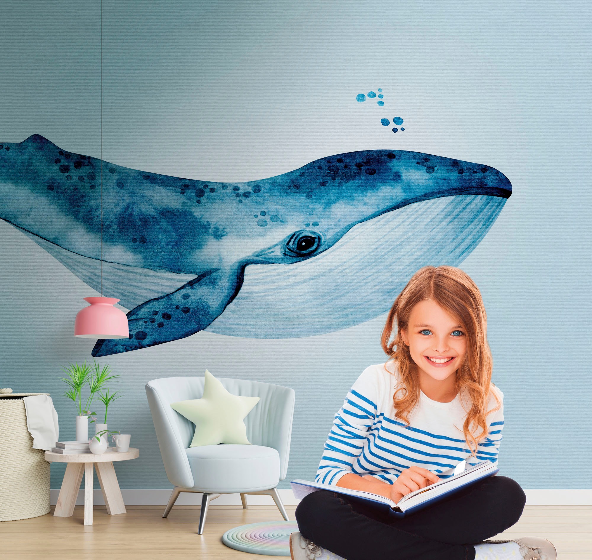 living walls Kindertapete »The Wall«, Meer-Motiv, Fototapete Unterwasser Tapete Fische Blau