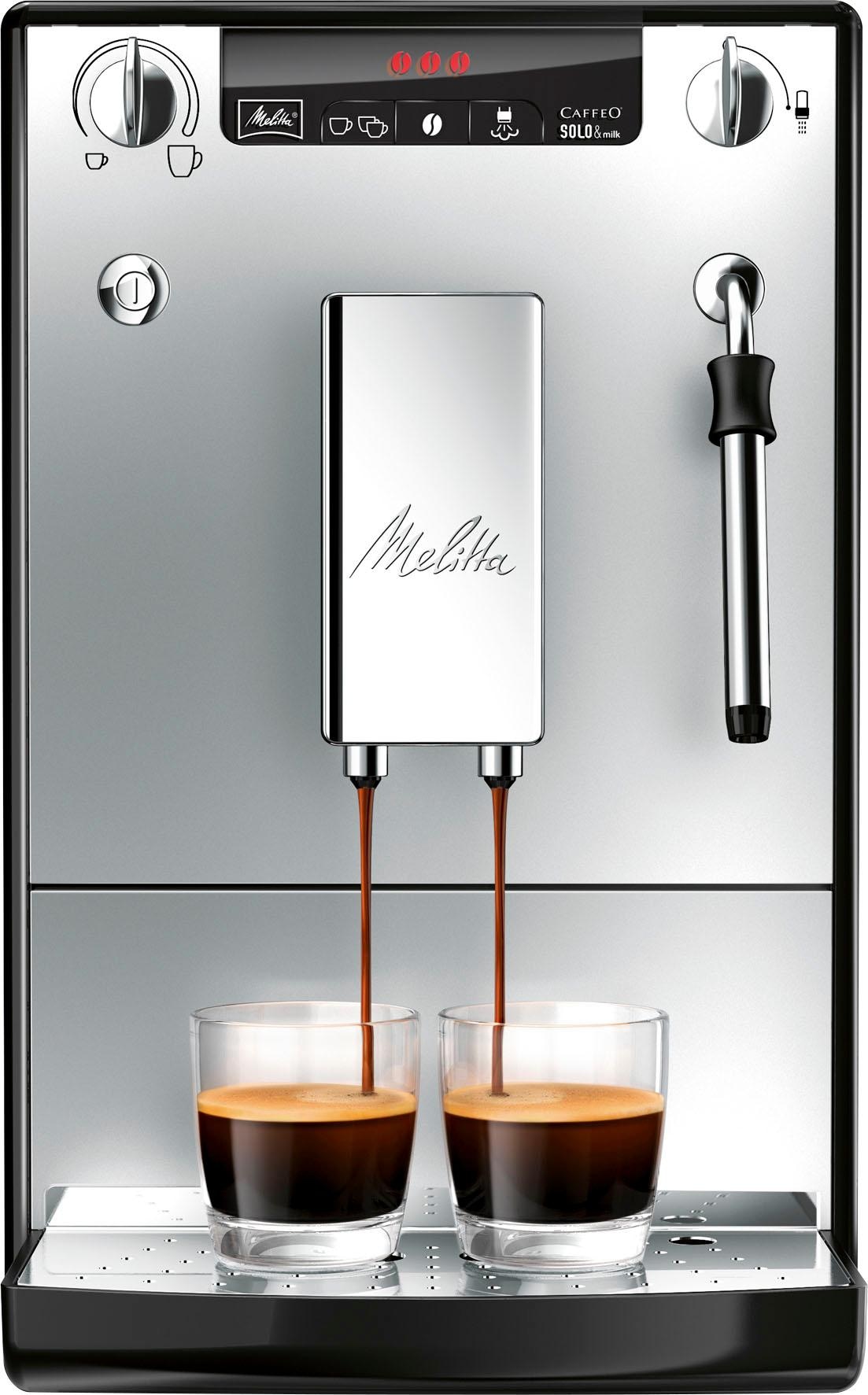 Melitta Kaffeevollautomat »Solo® & Milk E953-202, silber/schwarz«, Café crème & Espresso per One Touch, Düse für Milchschaum