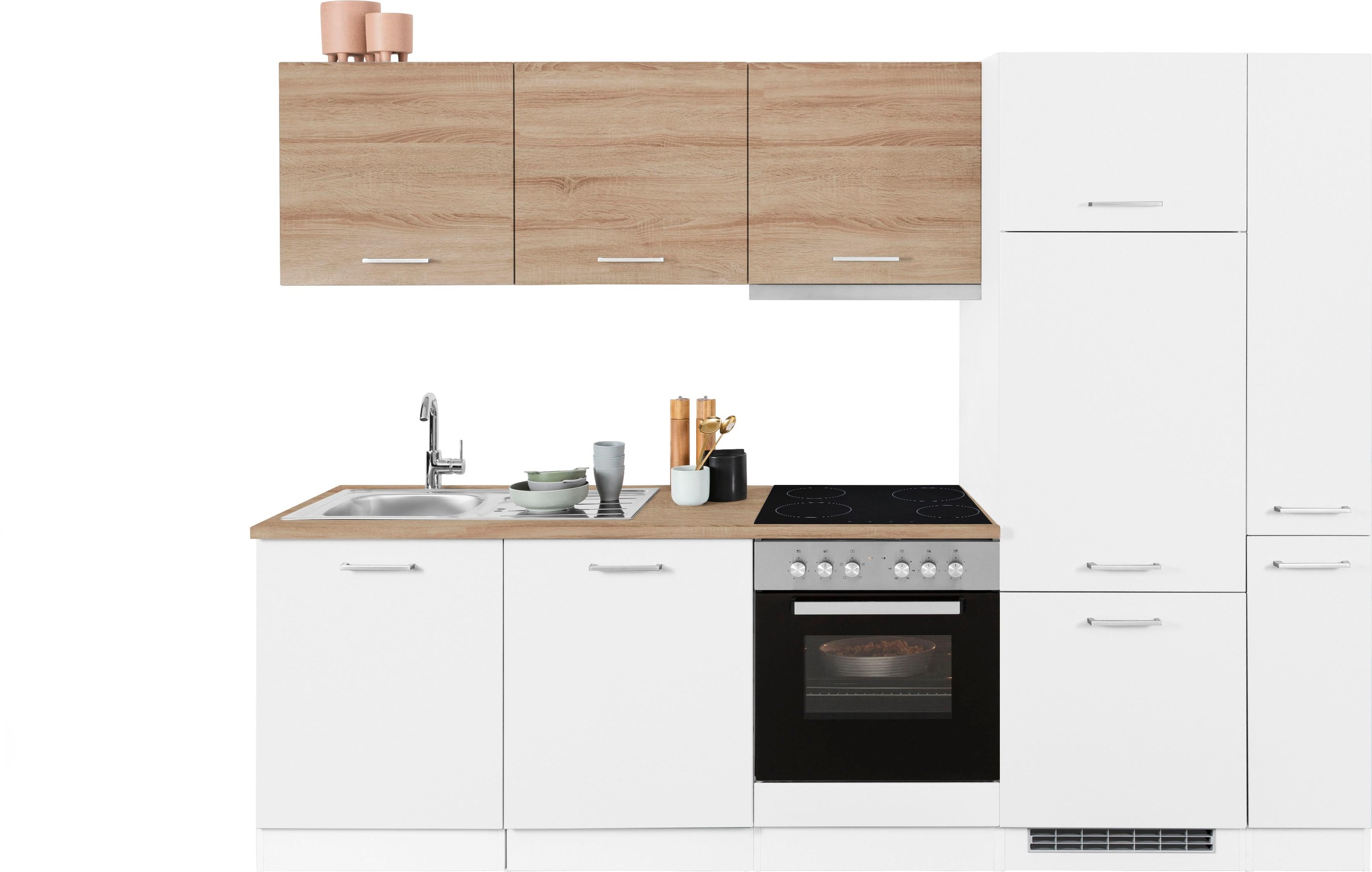 HELD MÖBEL Küchenzeile »Visby«, mit Breite Geschirrspüler bestellen inkl. E-Geräten, und cm 270 Kühlschrank bequem