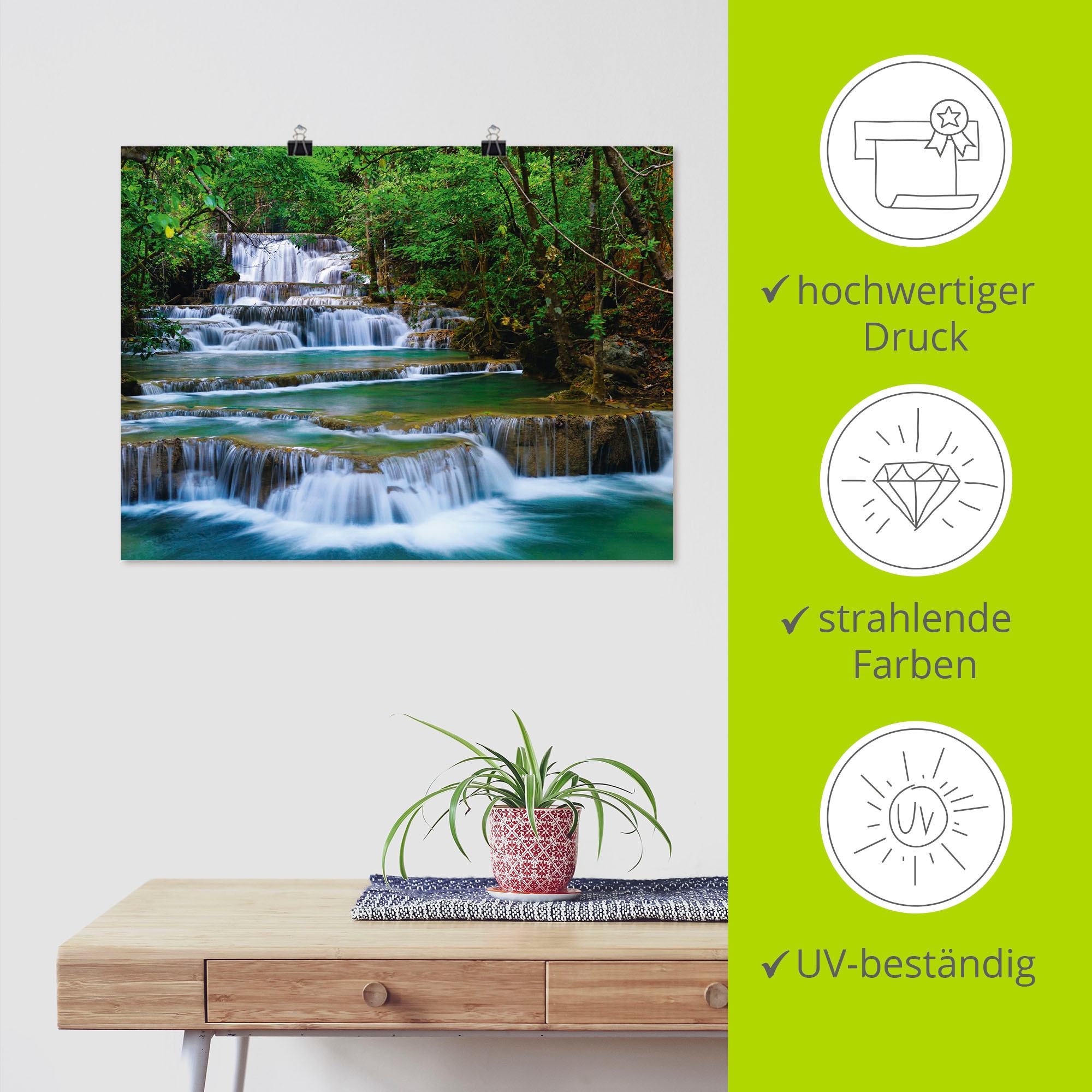 Artland Wandbild »Tiefen Wald Wasserfall« Gewässer 1 Stk. tlg. als Leinwandbild, Poster, Wandaufkleber in verschied. Größen