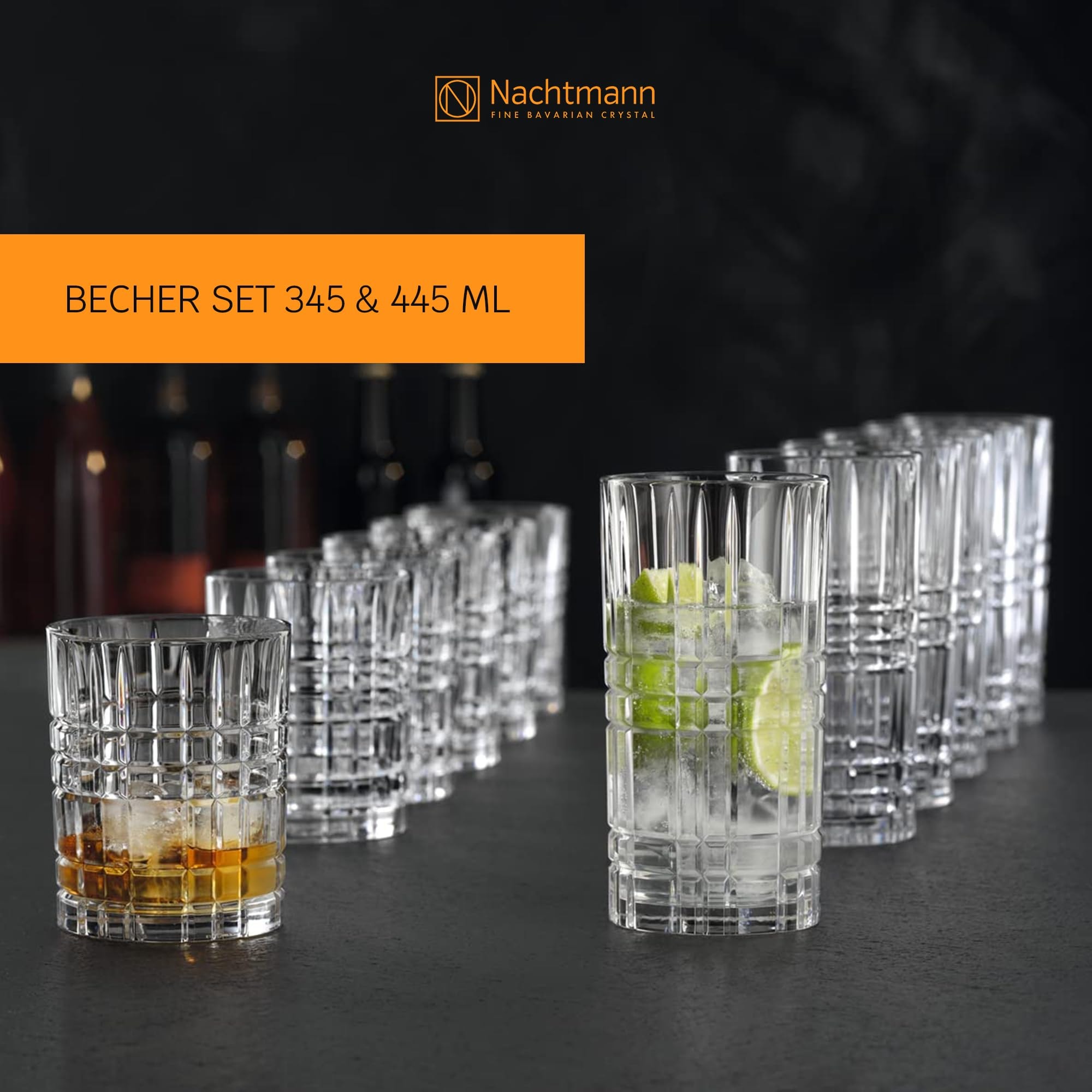 Nachtmann Gläser-Set »Bargläser Highland 12er Set transparent« Erhöhte Bruchfestigkeit, Kristallglas, spülmaschinenfest