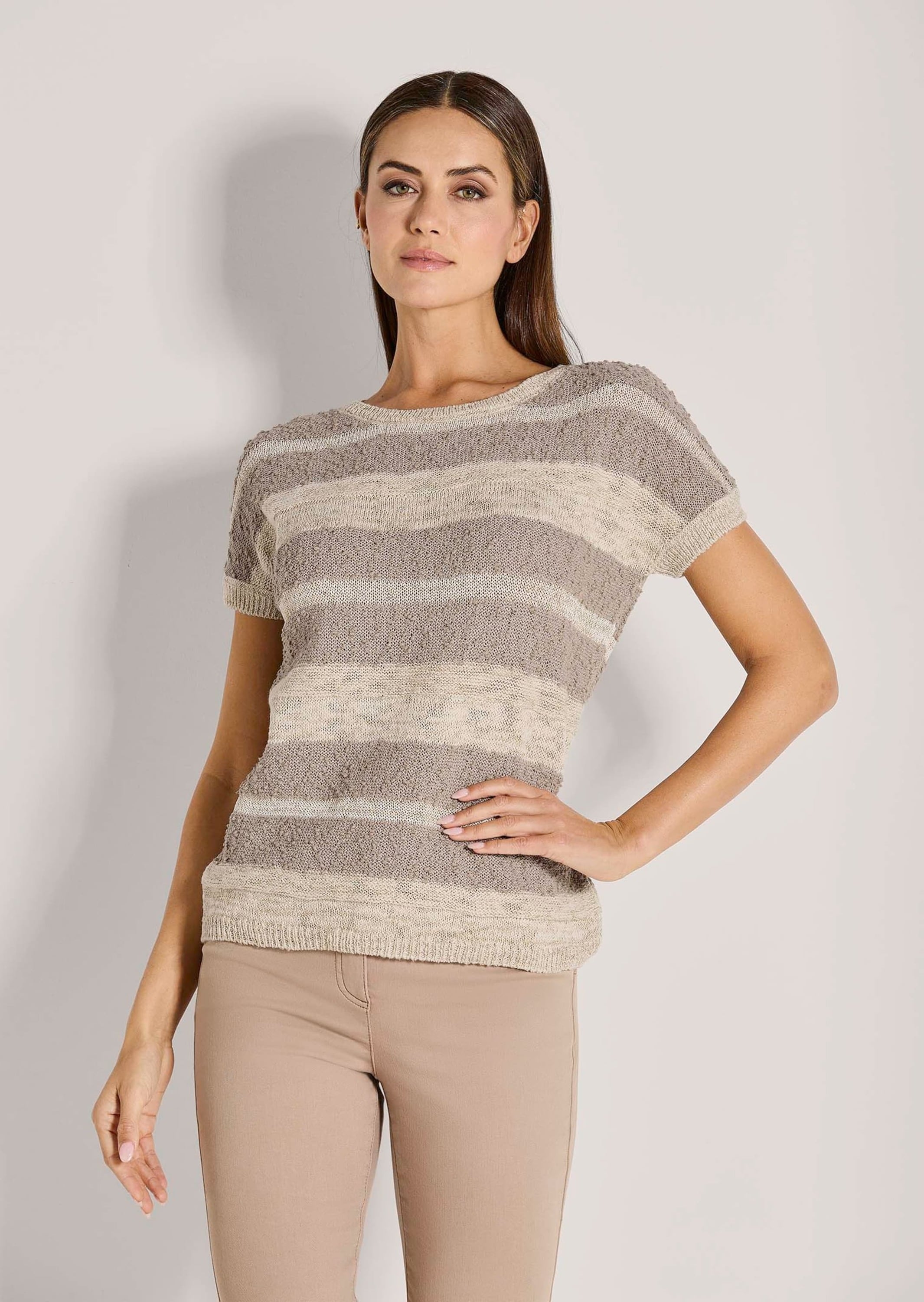MADELEINE Longpullover »Pullover Kurzarm-Pullover mit Glanz-Effekt«