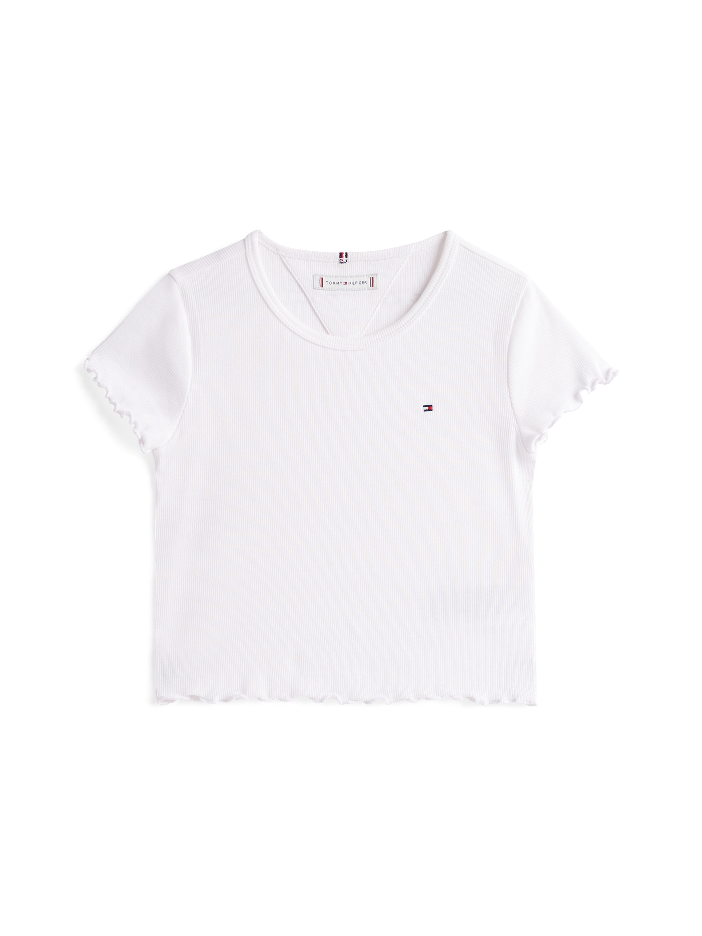 Tommy Hilfiger T-Shirt »ESSENTIAL RIB TOP SS«, mit Babylock-Kanten, mit Logostickerei