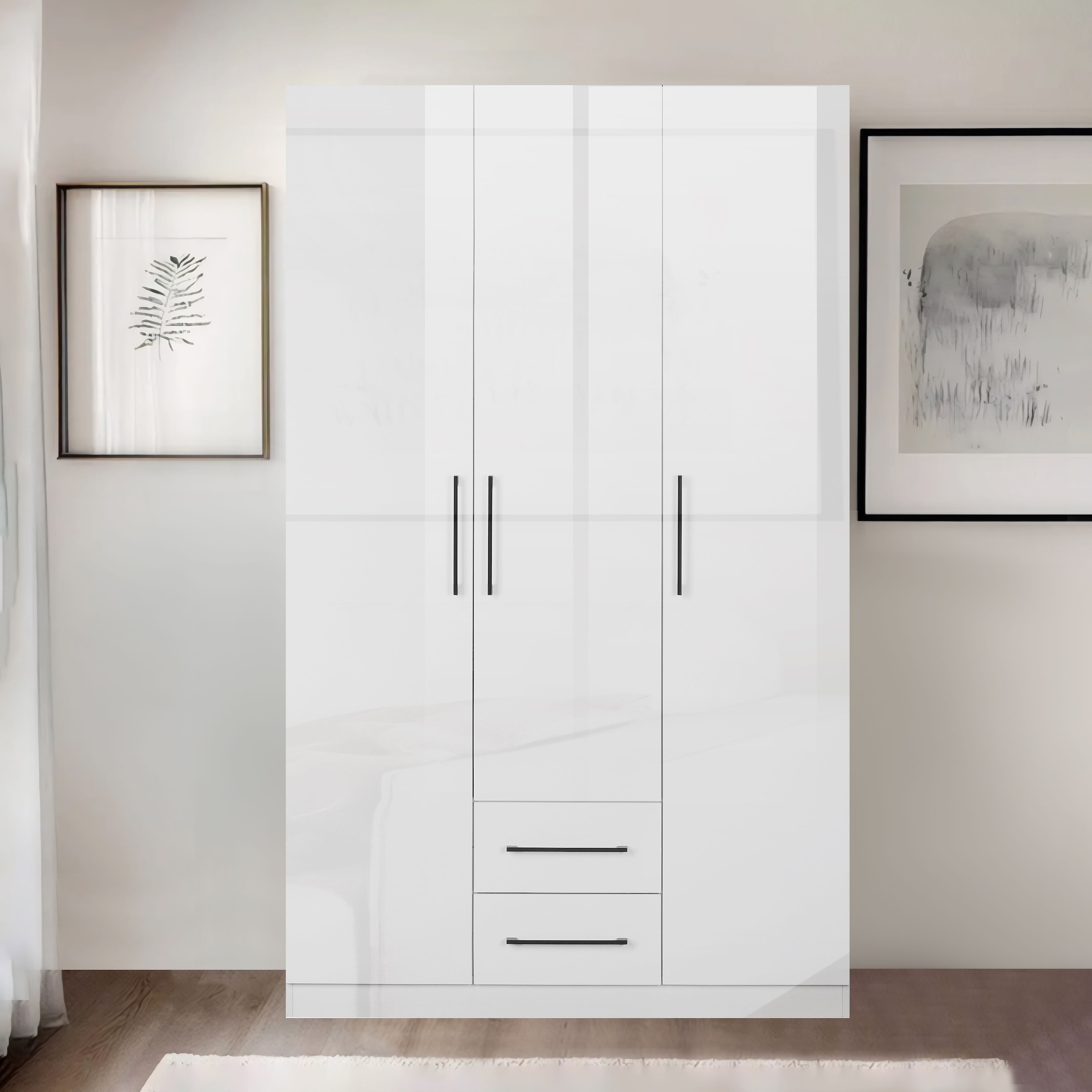 OTTO home Kleiderschrank »Sylt Schlafzimmerschrank Garderobe Schrank Bestseller hochglanz« Drehtürenschrank mit perfekter Innenausstattung, Breite 120cm