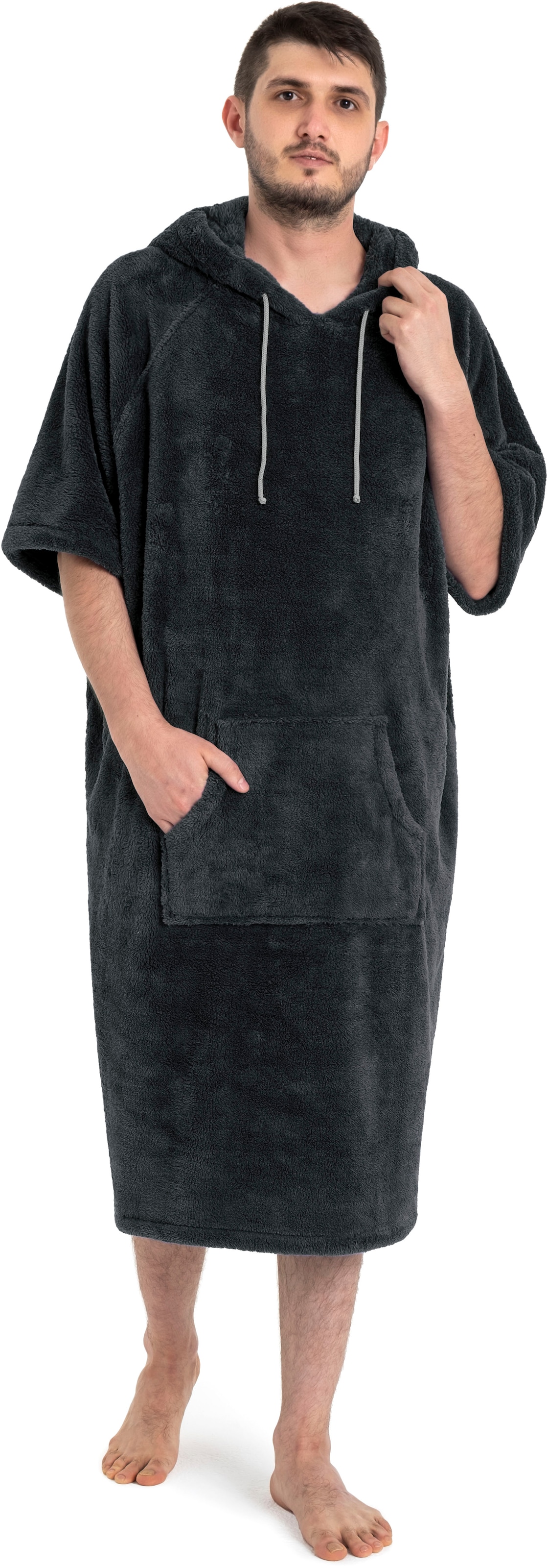 my home Badeponcho »Lillou, ideal für Sauna, Spa & im Urlaub«, (1 St.), weich und kuschelig, Fleece, Unisex, für Damen und Herren, Surfponcho