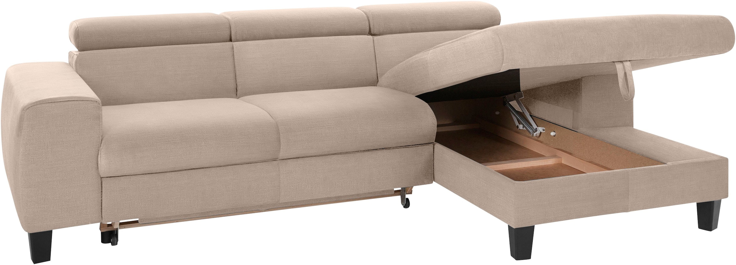 COTTA Polstergarnitur »Morven L-Form« Set,  Set bestehend aus: Ecksofa mit Kopfteilverstellung & Hocker