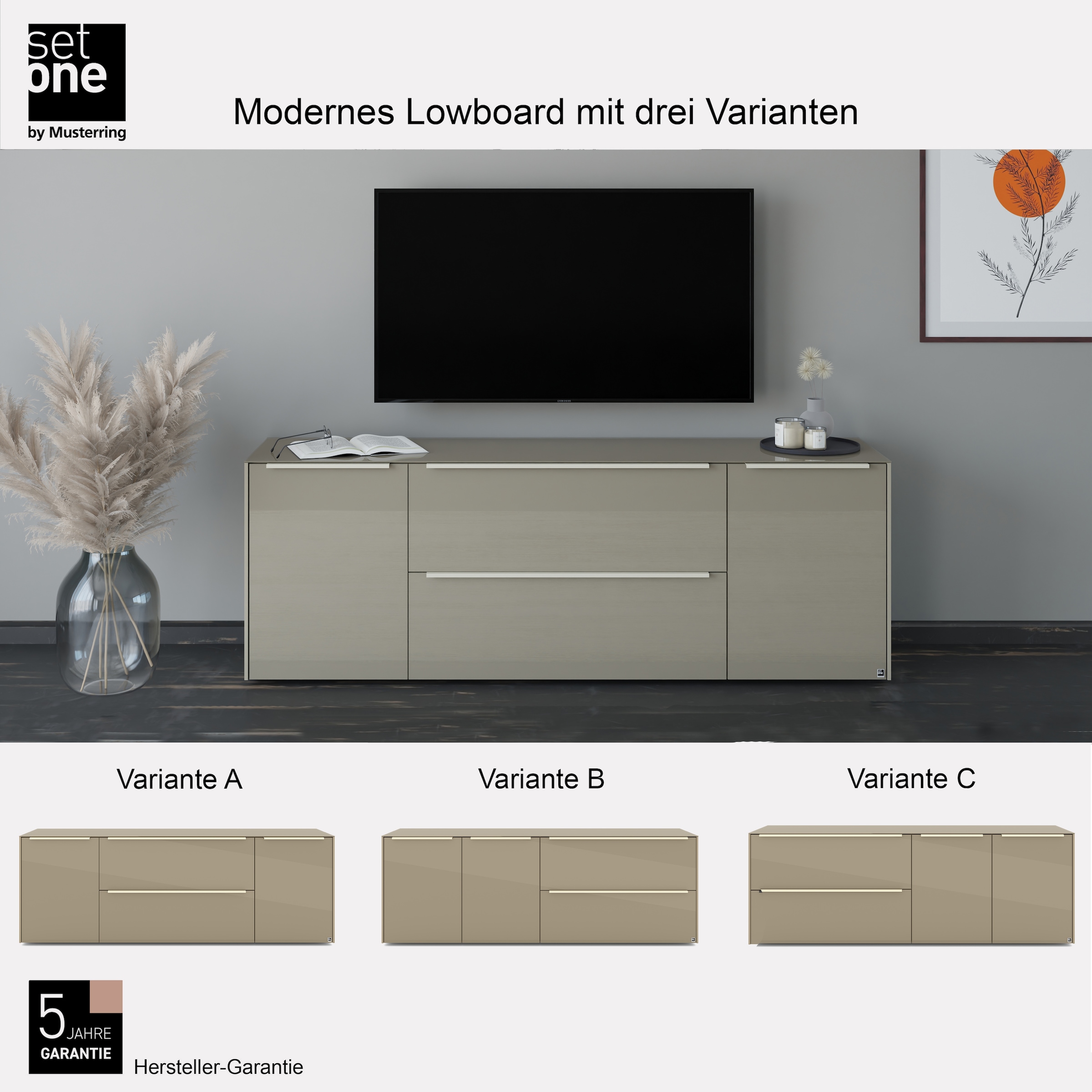 set one by Musterring Lowboard »Reno« 1 Stk. tlg. Mit Gleitern und in verschiedenen Farben erhältlich