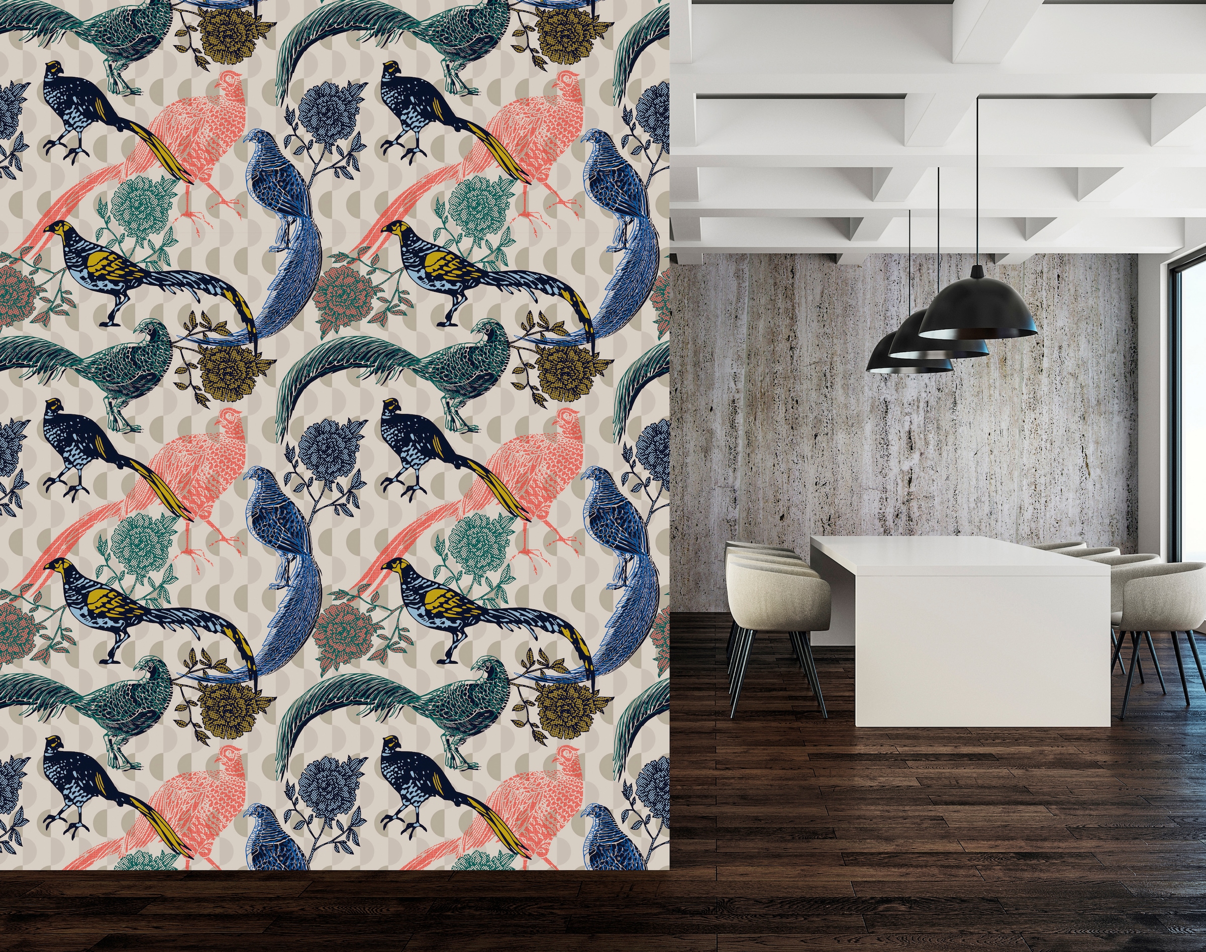 queence Vinyltapete »Enna«, bedruckt-Motiv-botanisch-floral-gemustert-natürlich, 90x250cm, selbstklebend, kinderleichte Anbringung, Sticker