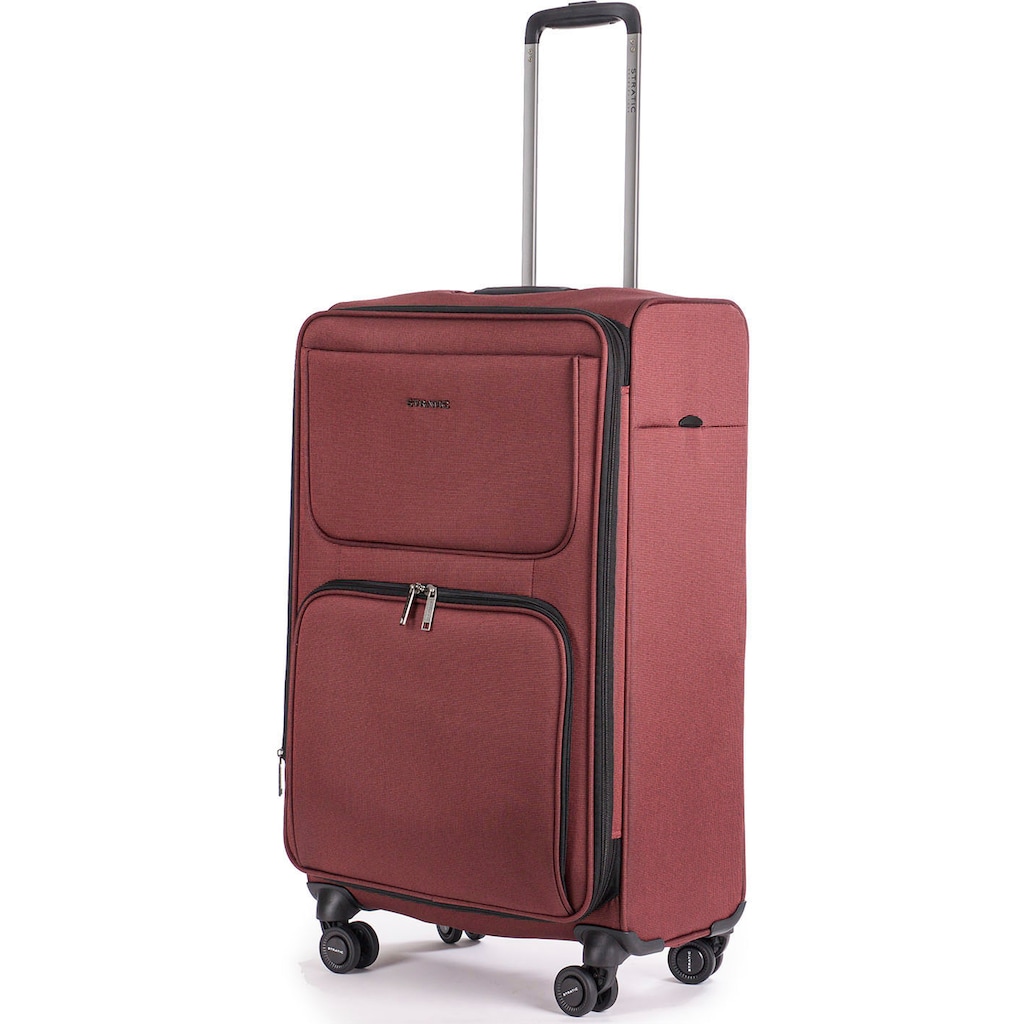 Stratic Weichgepäck-Trolley »Bendigo Light + M, redwine«, 4 Rollen, Reisekoffer großer Koffer Aufgabegepäck TSA-Zahlenschloss