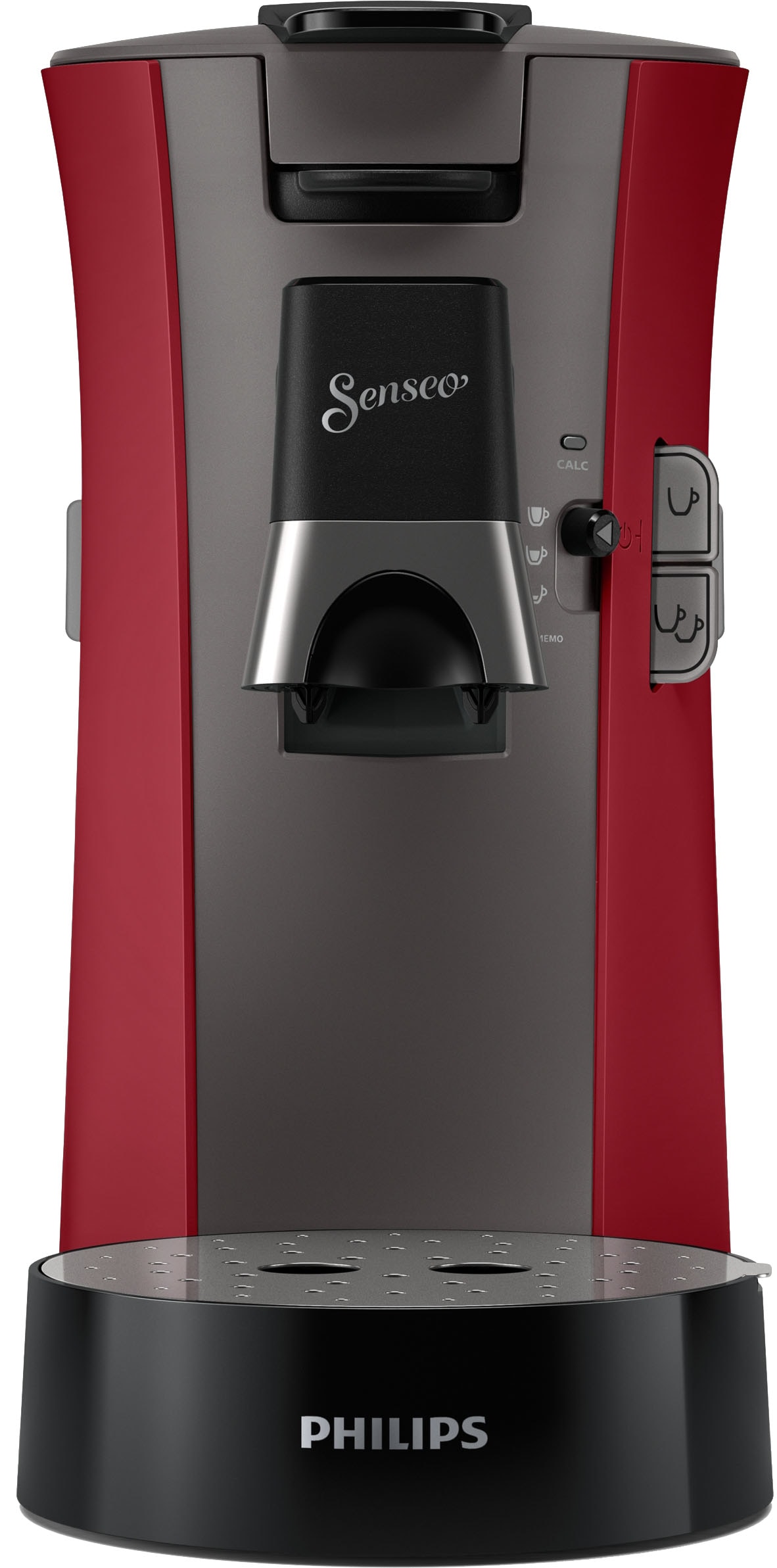Philips Senseo Kaffeepadmaschine »Select CSA240/90«, aus 21% recyceltem Plastik und mit 3 Kaffeespezialitäten, dunkelrot