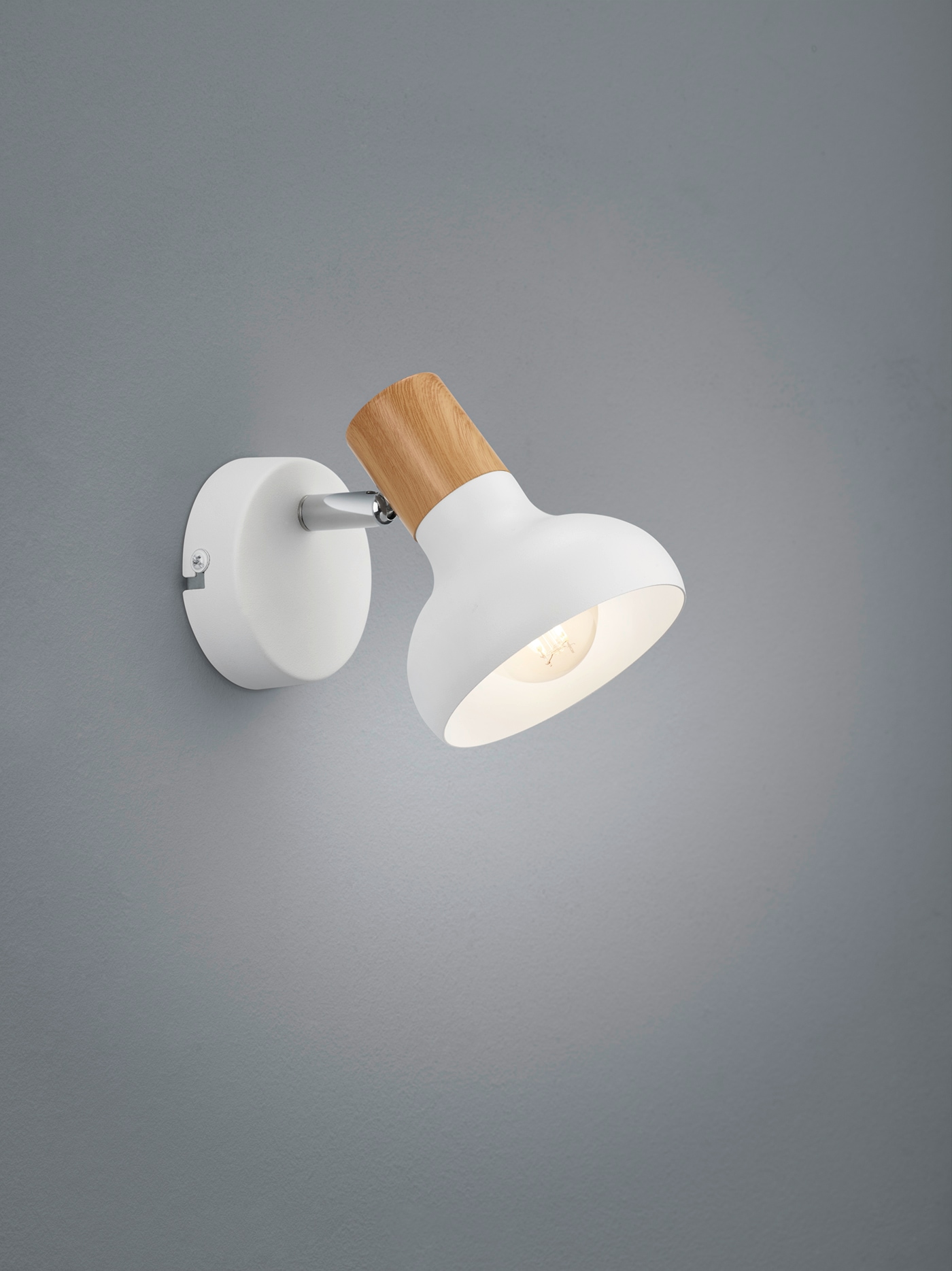 REALITY Leuchten Deckenstrahler »LATIKA, Strahler 1-flammig, exkl 1x E14 max 10W, Deckenspot Wandspot« E14 1 Stk. warmweiß - kaltweiß schwenkbarer Strahler, Metall und Holzoptik Lackierung, Spot Licht