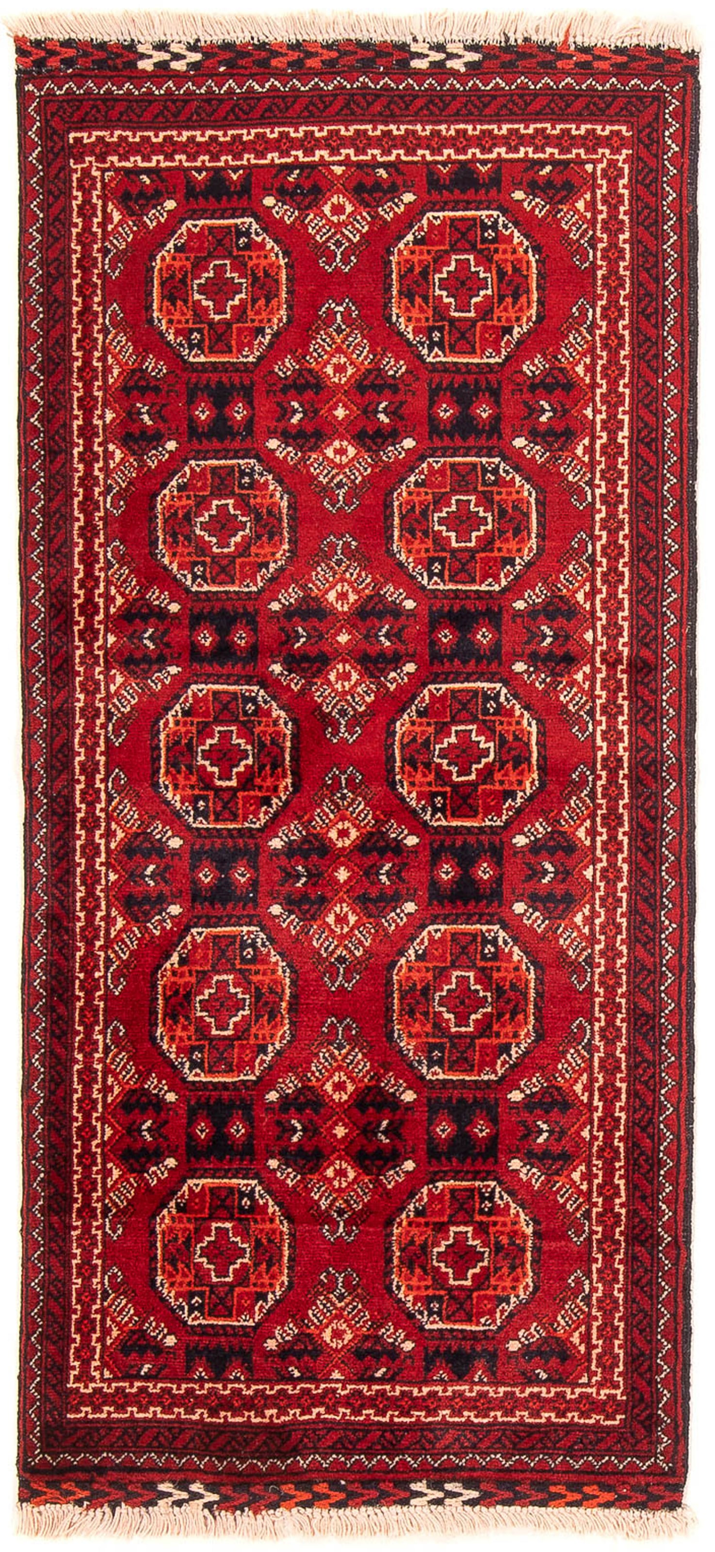 morgenland Orientteppich »Afghan - 106 x 49 cm - dunkelrot«, rechteckig, Wohnzimmer, Handgeknüpft, Einzelstück mit Zertifikat