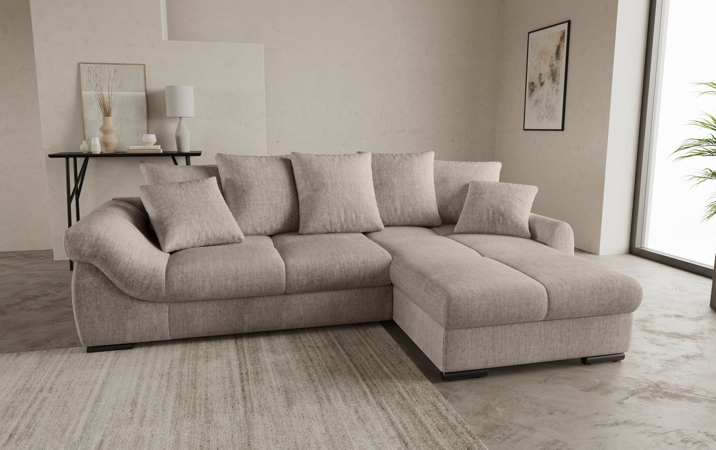Mr. Couch Ecksofa »Livorno DuraFlex L-Form«, inkl. Hochschläfer-Bettauszug, XL-Bettkasten weiß beschichtet