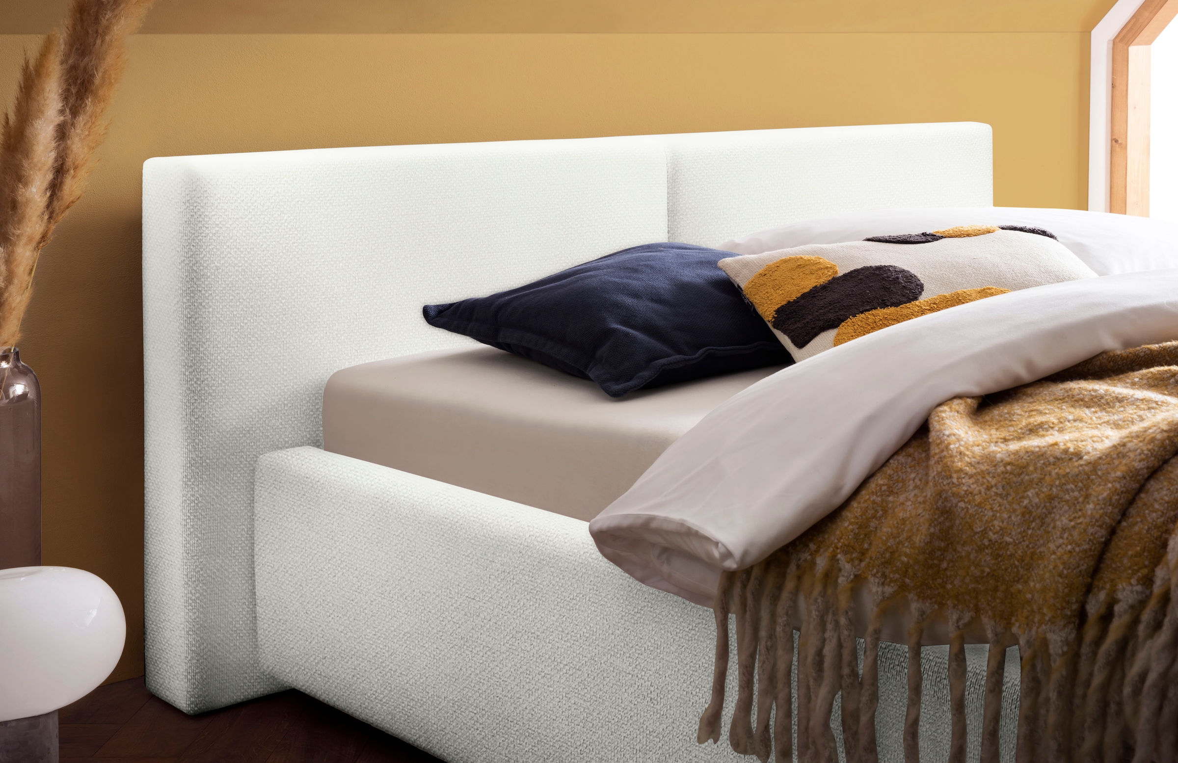 meise.möbel Polsterbett »Cube wahlweise mit Matratze und Bettkasten« extra flaches Kopfteil, erhältlich in den Breiten 140cm, 160cm & 180cm