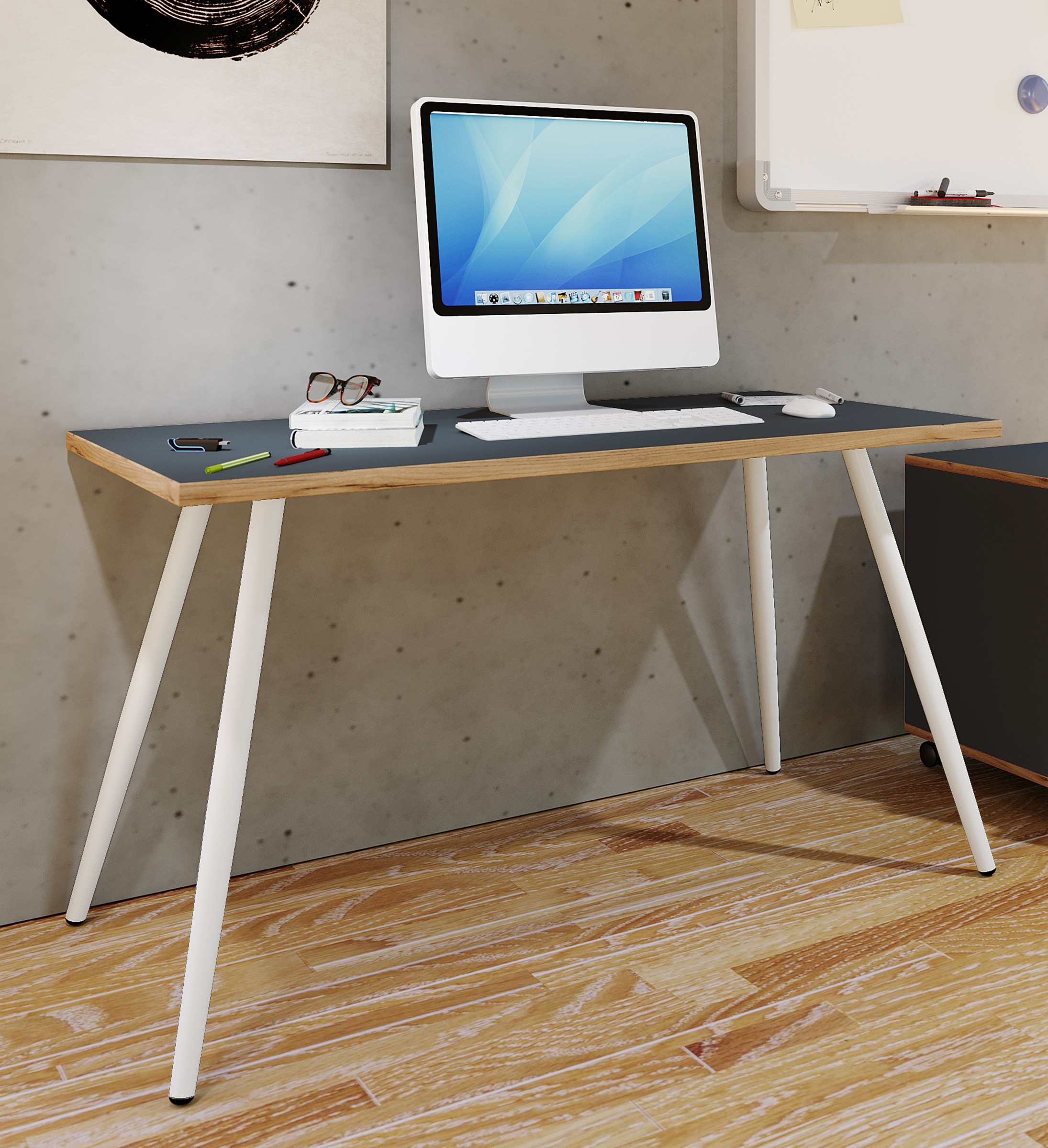 VCM Schreibtisch »VCM Schreibtisch Computertisch Bürotisch Skandanivischer Retro Look Salia 110x80 cm«, (Salia)