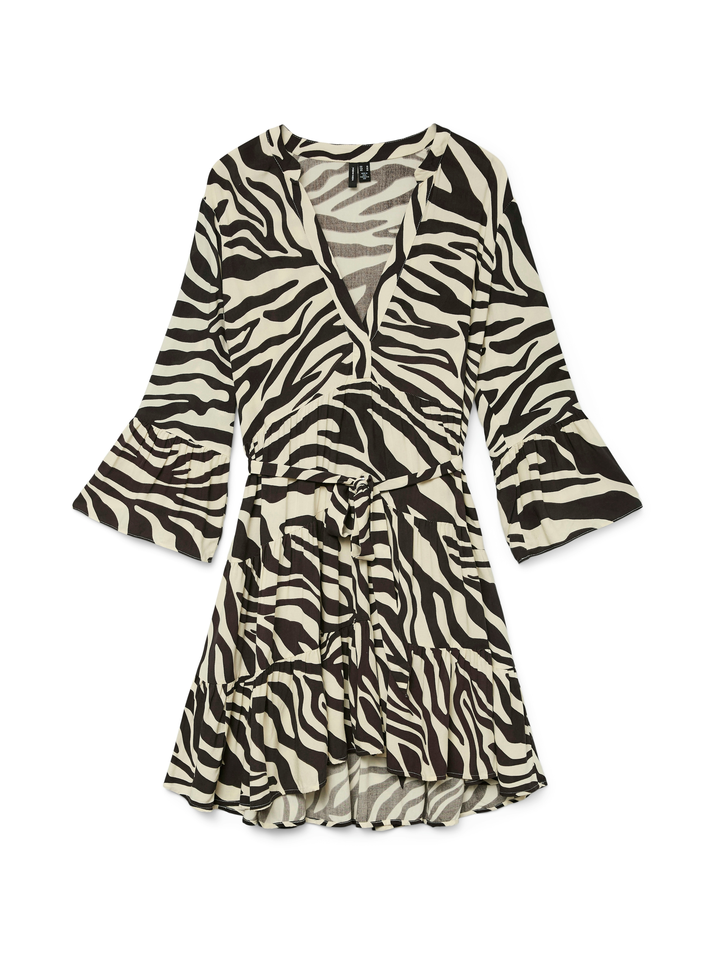 Vero Moda Tunikakleid »VMMELBA 3/4 SHORT BELT DRESS WVN GA NOOS«, mit Volant und Taillen-Bindegürtel
