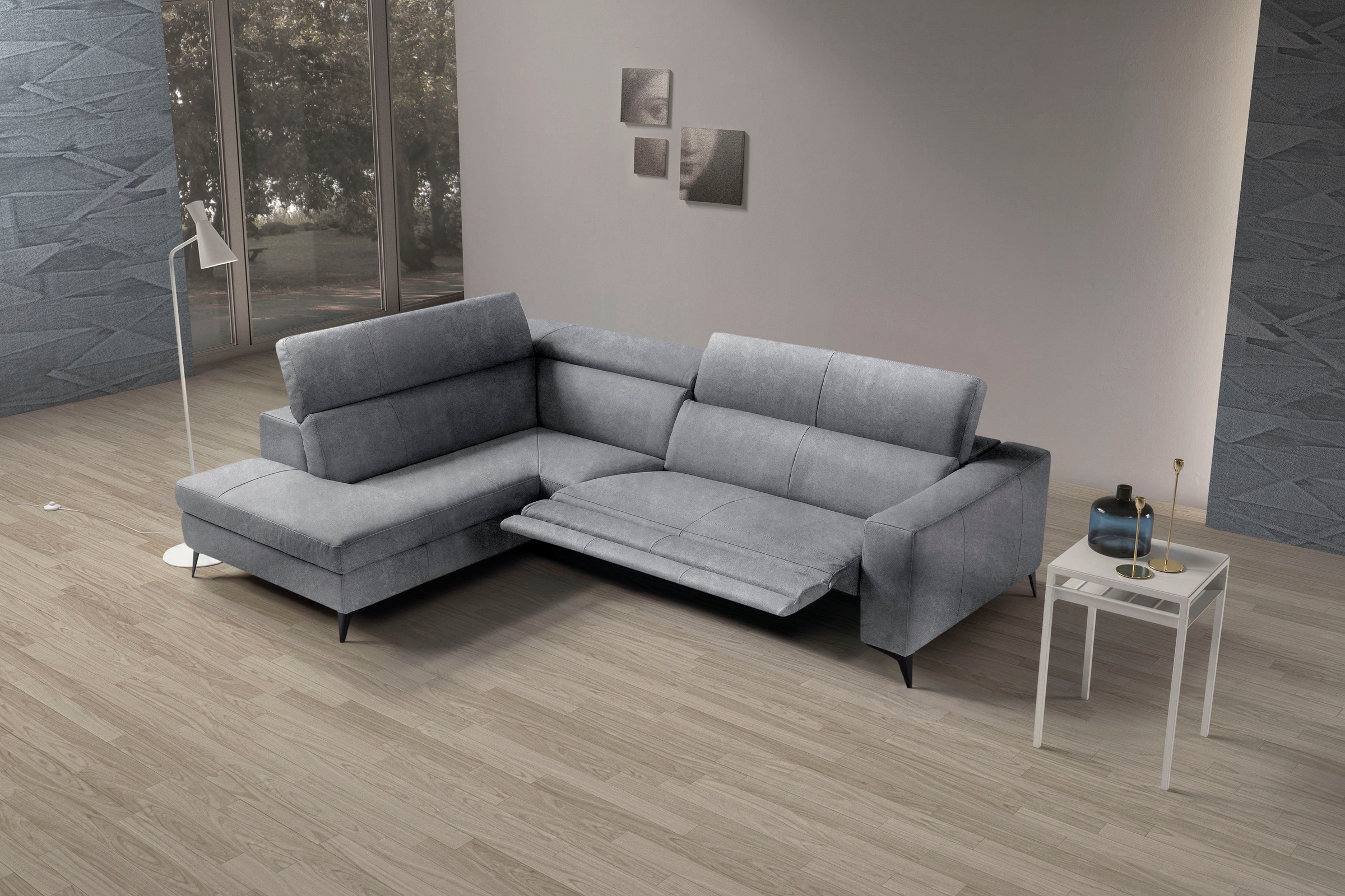 Egoitaliano Ecksofa »Edith, Designsofa mit hohem Sitzkomfort, L-Form«, inkl. elektrischer Relaxfunktion und manuell verstellbaren Kopfteilen