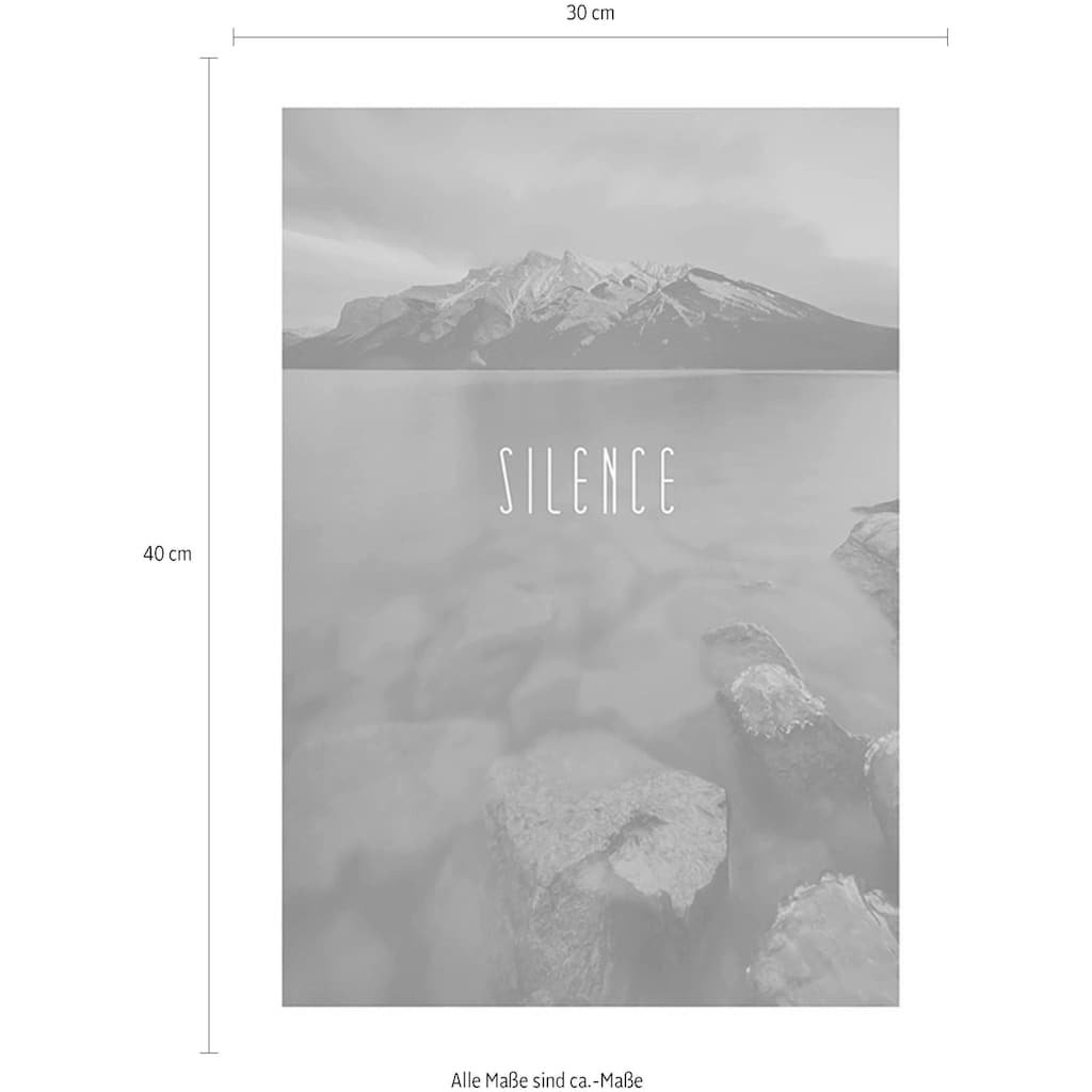 Komar Poster »Word Lake Silence Steel«, Natur, (1 St.)