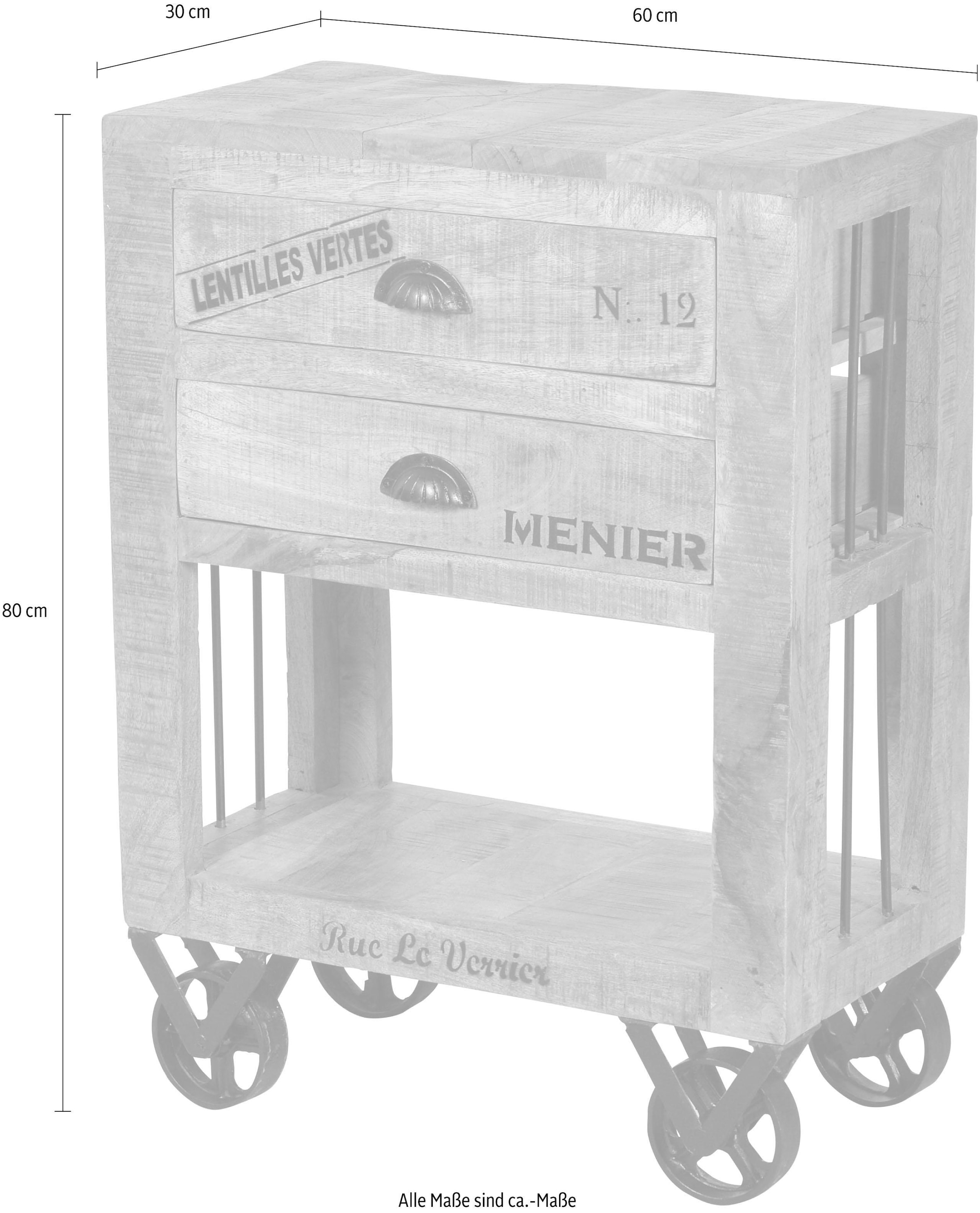 SIT Küchenwagen »Rustic«, mit schwarzen Schriftzügen, Shabby Chic, Vintage