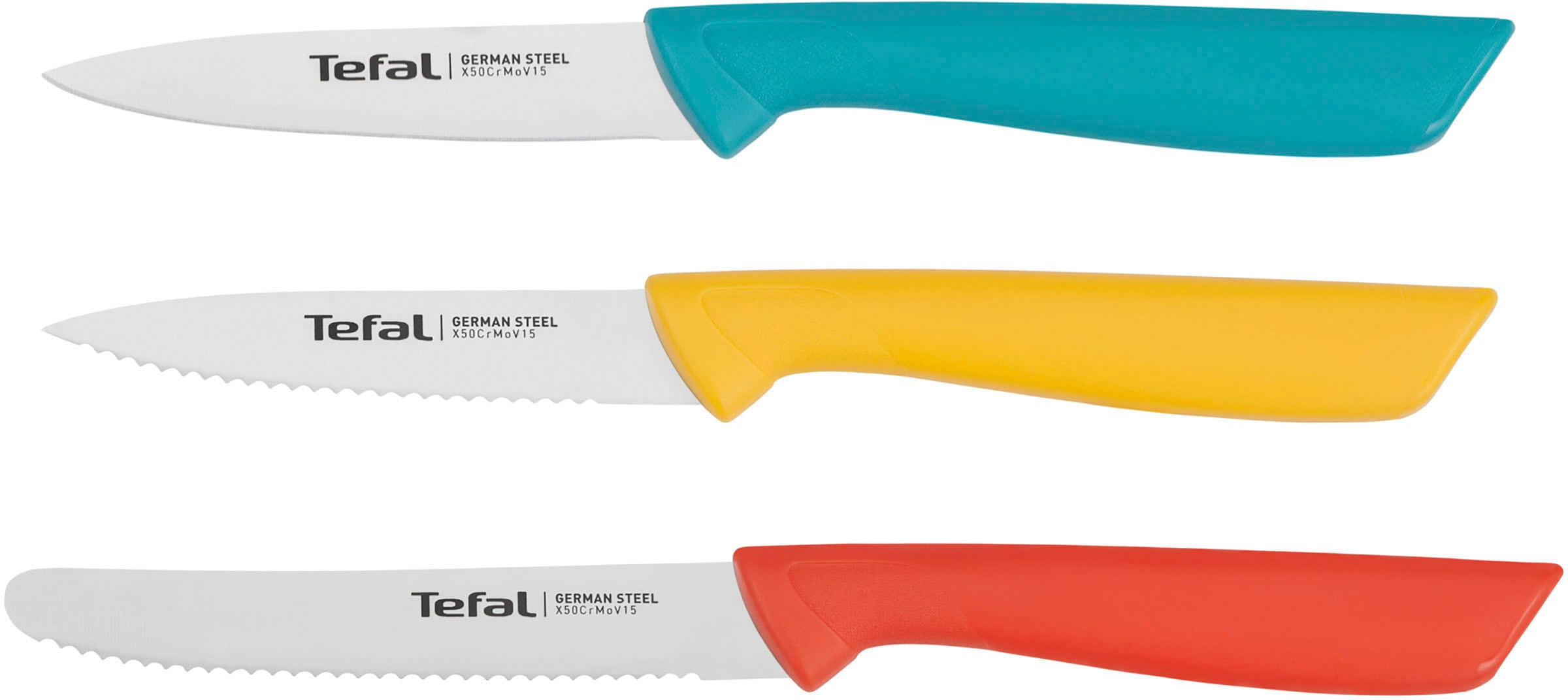 Tefal Messer-Set »K273S3 Colorfood«, (Set, 3 tlg.), Edelstahl,  korrosionsbeständig, ergonomisch, sicher mit 3 Jahren XXL Garantie