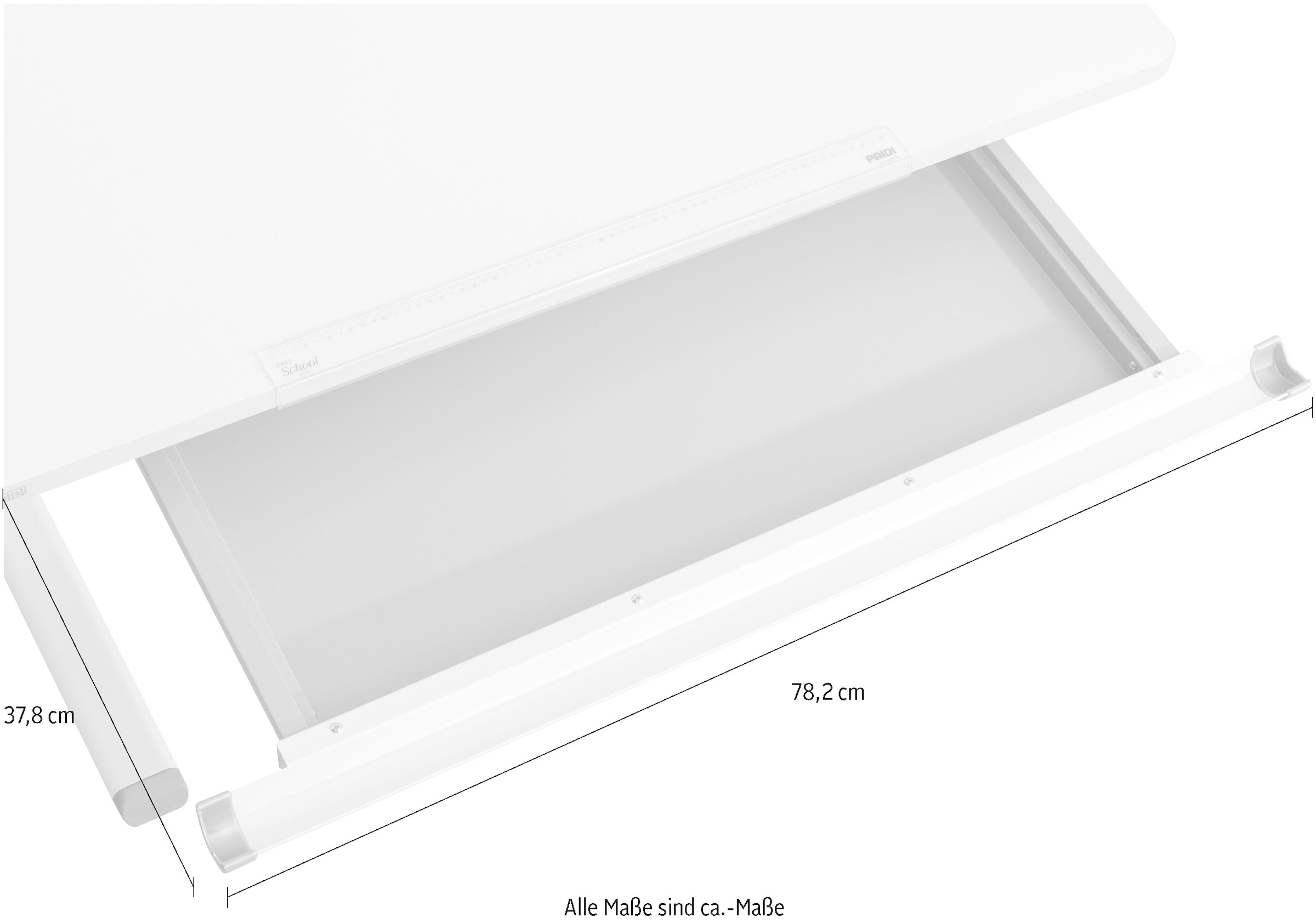 PAIDI Schubkasten »Unterbau aus Metall« B/H/T ca. 78x4x38cm, Silberfarbig,  Selbsteinzug, Schreibtischschublade