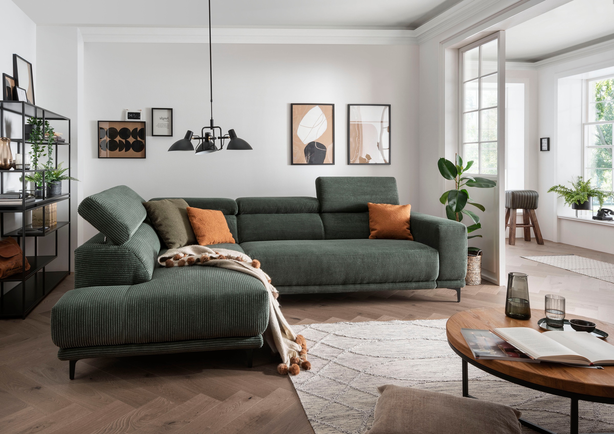 alina Ecksofa »Hikari« wahlweise mit Sitzvorzug, in modernem Cordstoff, Breite 302 cm