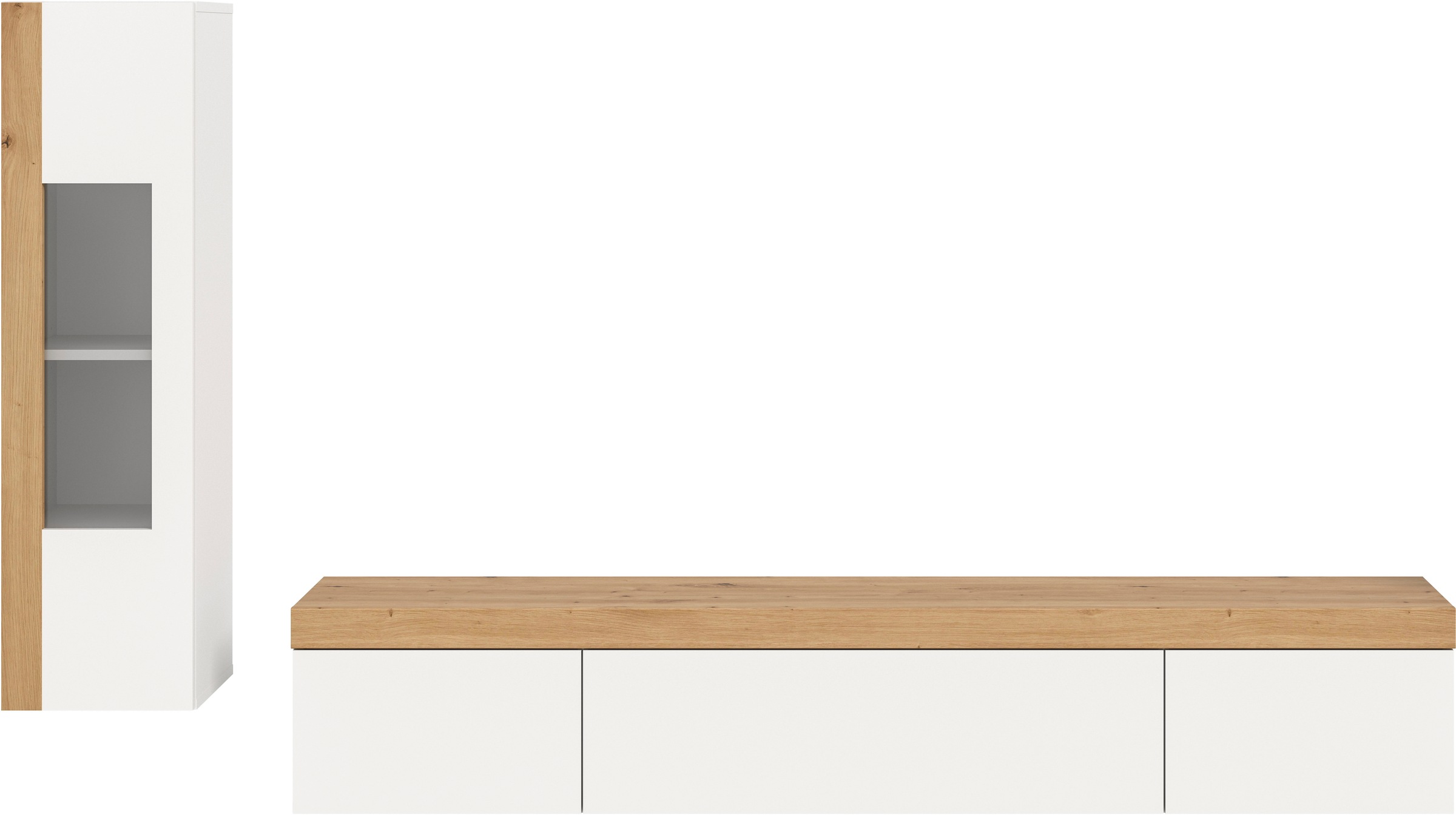 INOSIGN Wohnwand »Svala, Breite 180 cm, Wohnkombination«, (Set, 2 St.), stehend u. hängend montierbar,Vitrinenschrank, Lowboard