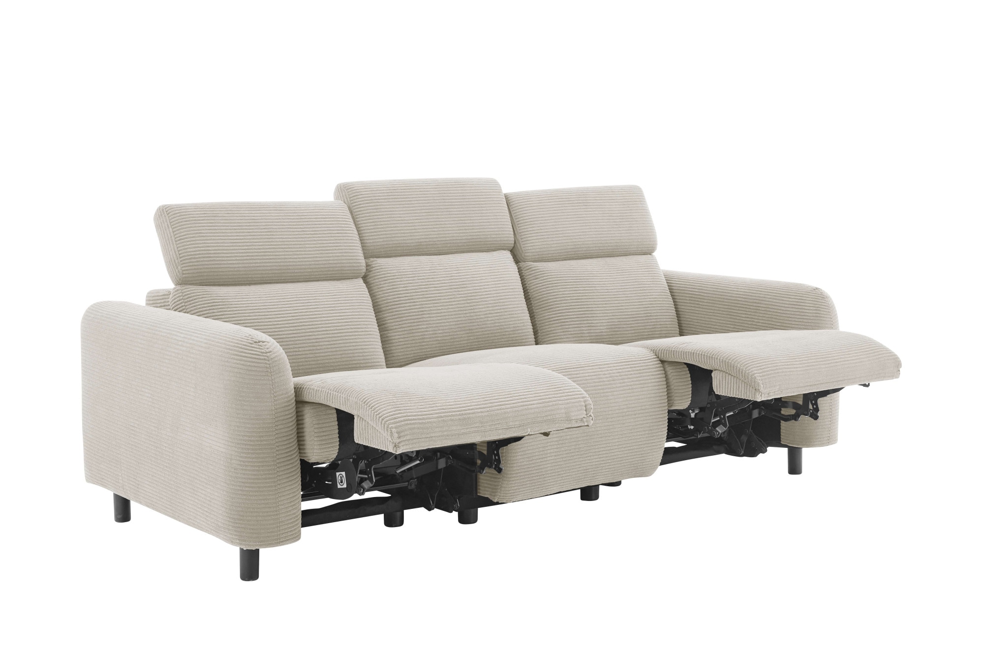 Home affaire 3-Sitzer »SKAANE Struktur-Sofa, 229 cm, manuelle-u. elektrische Relaxfunktion«, Relax-Funktion in 2 Sitzen, Kopfteilverstellung, Federkernpolsterung
