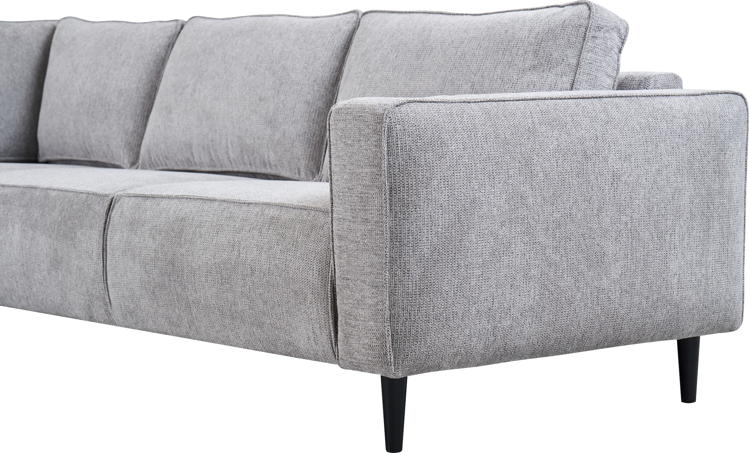 Places of Style Ecksofa »Fumone, Lederoptik oder Soft-Touch Chenille«, Breite 260, mit schwarzen Massivholzfüßen