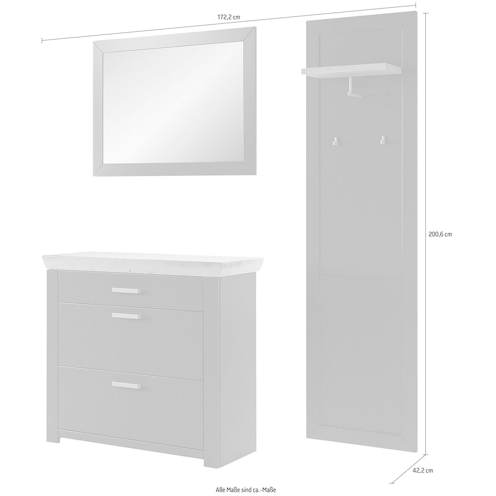 set one by Musterring Garderoben-Set »GA York Kombi 61«, (Set, 3 St.), mit Garderobenpaneel und Schuhschrank