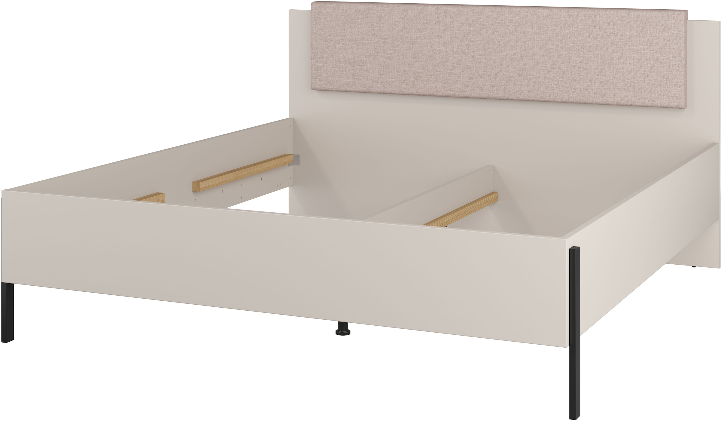 Home affaire Bett »Jukon, mit gepolstertem Kopfteil, Füße aus Metall, modernes Design«, (3 Breiten:100cm, 160cm und 180cm), in drei Größen, perfekt auch als Jugendbett