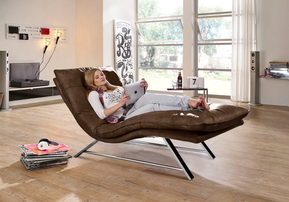 W.SCHILLIG Relaxliege »daily dreams« in Waffelkissen-Optik, wahlweise mit Motor, Kufengestell, in 2 Breiten