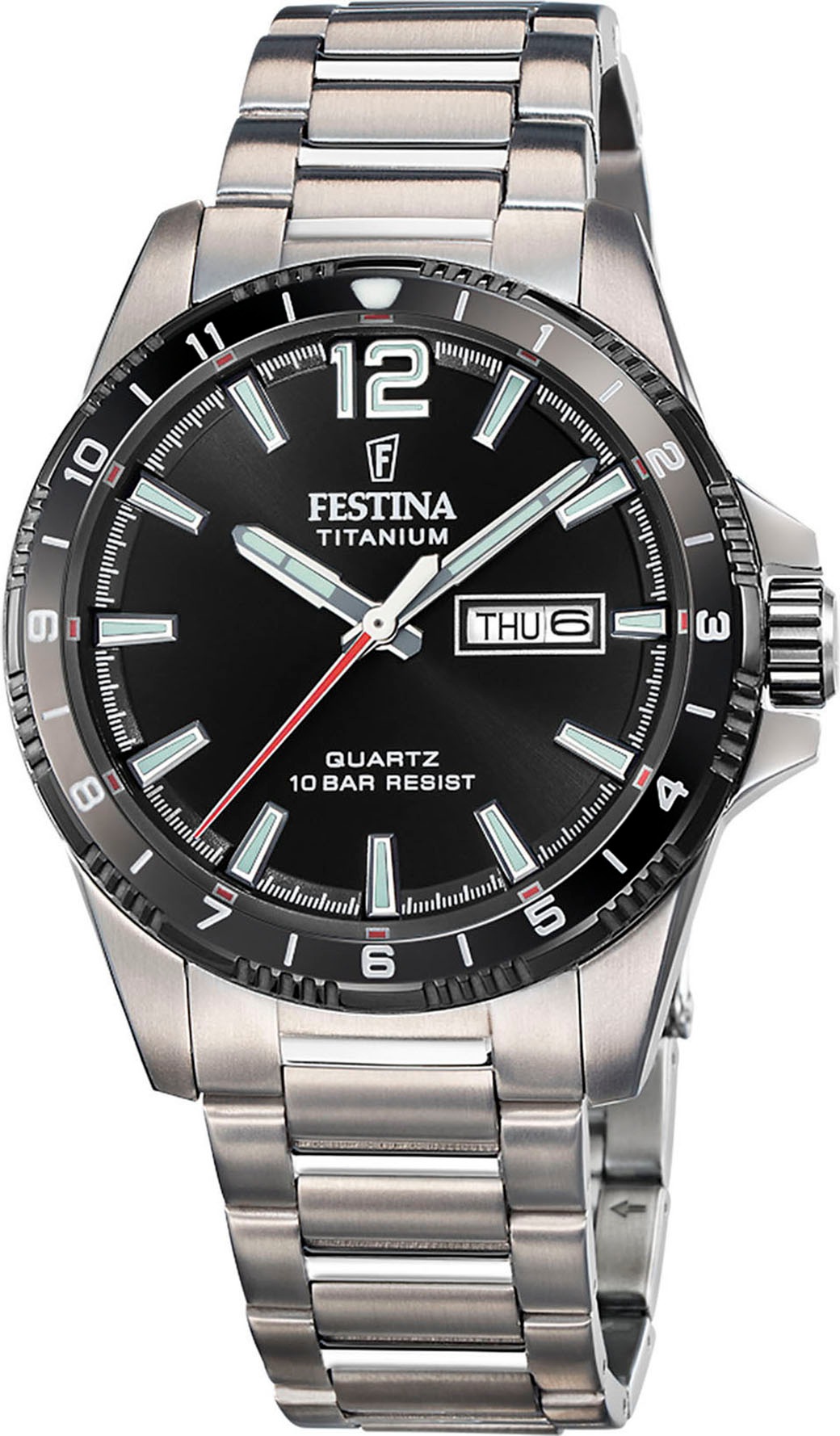 Festina Quarzuhr »Calendario Titanium«, Armbanduhr, Herrenuhr, analog, Tag, Wochentag