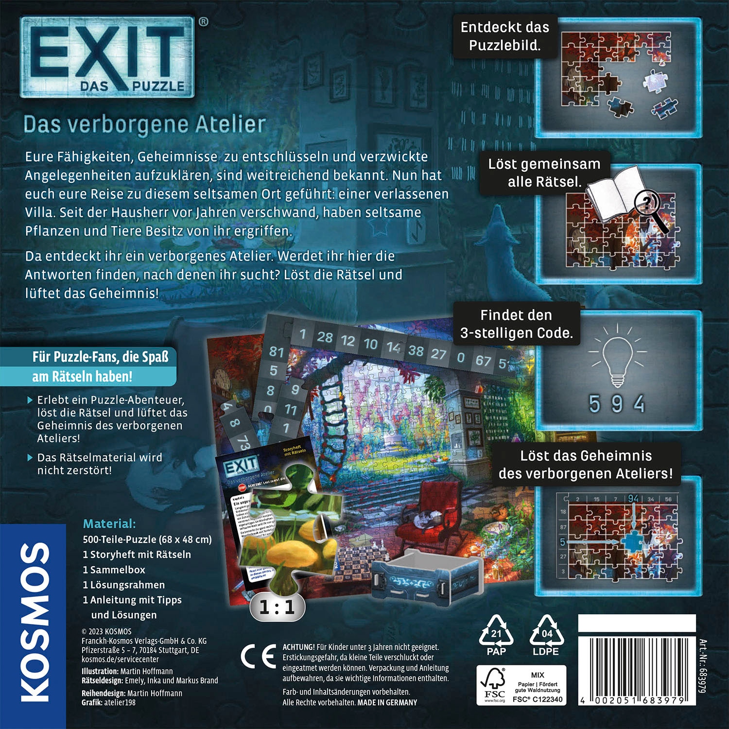 Kosmos Puzzle »EXIT, Das Puzzle, Das verborgene Atelier«, Made in Germany