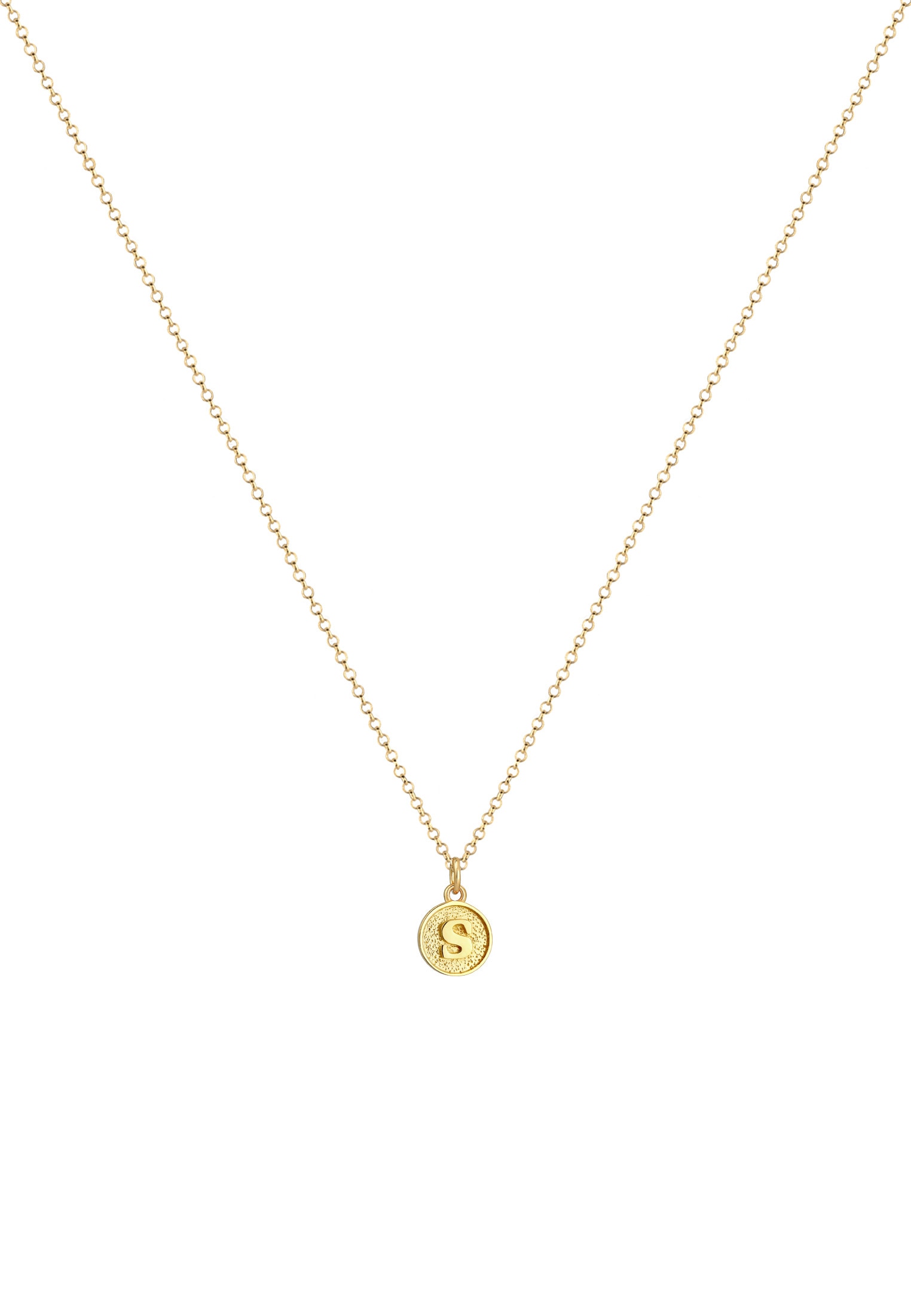 Elli Kette mit Anhänger »Halskette Plättchen Vintage Buchstabe S Initialen 925 Sterling Silber«