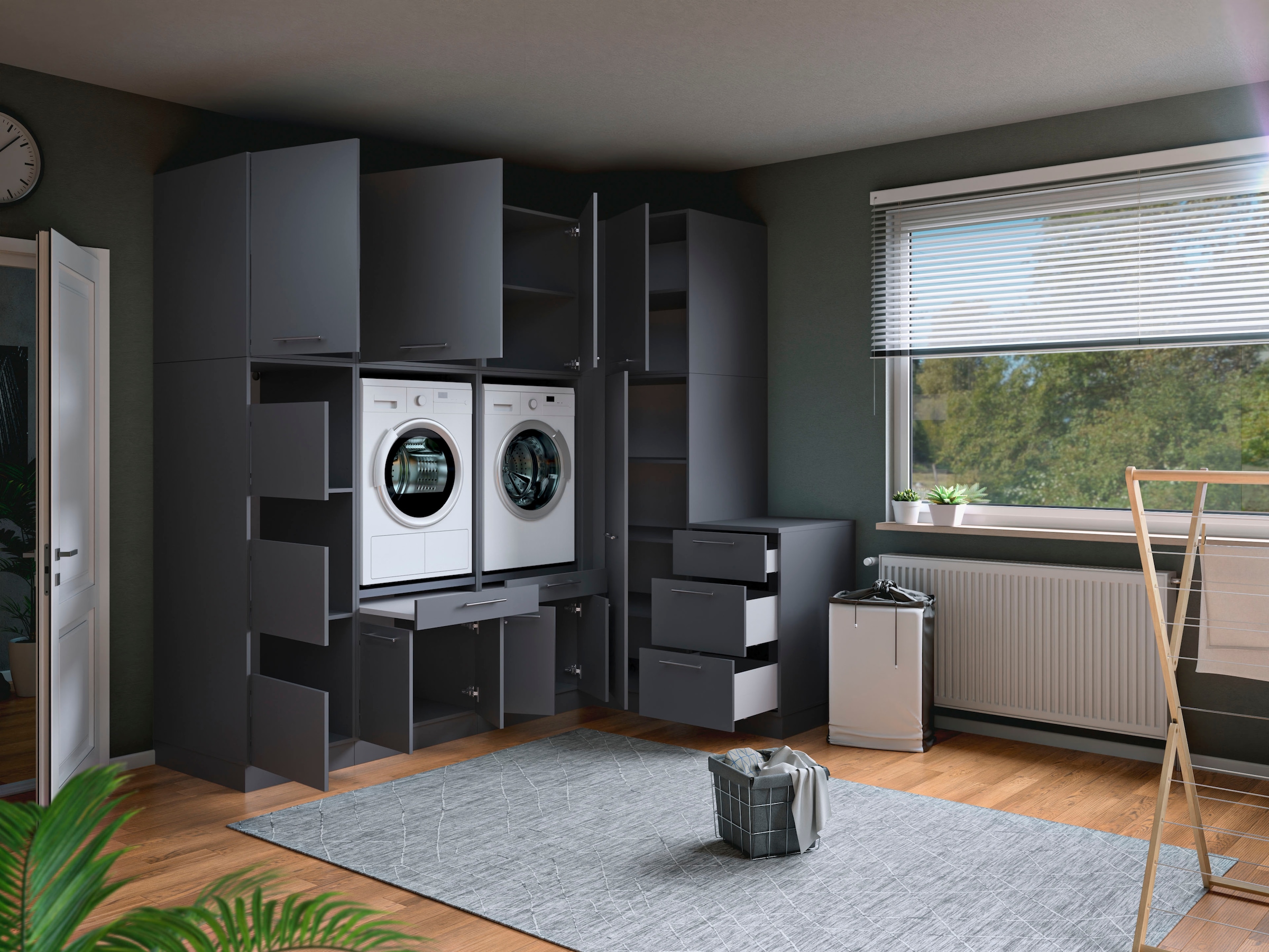 Laundreezy »Laundreezy, 9-tlg. Mehrzweckschrank-Set B/H/T 253/238/68 cm« 9 Stk. tlg.