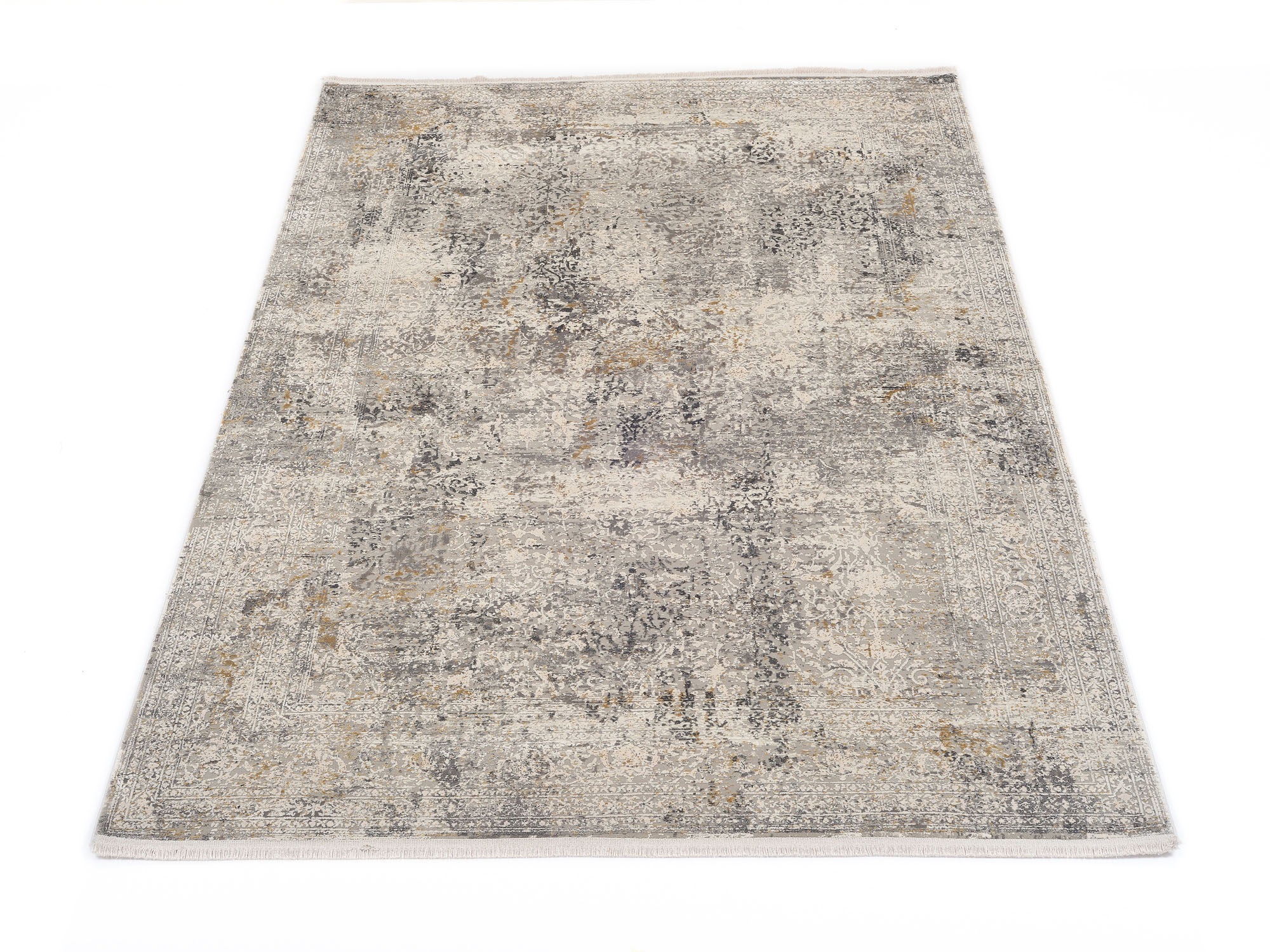 OCI DIE TEPPICHMARKE Teppich »BESTSELLER CAVA«, rechteckig, 8 mm Höhe, Glanz Viskose, mit Fransen, Hoch Tief Struktur, Vintage, Wohnzimmer