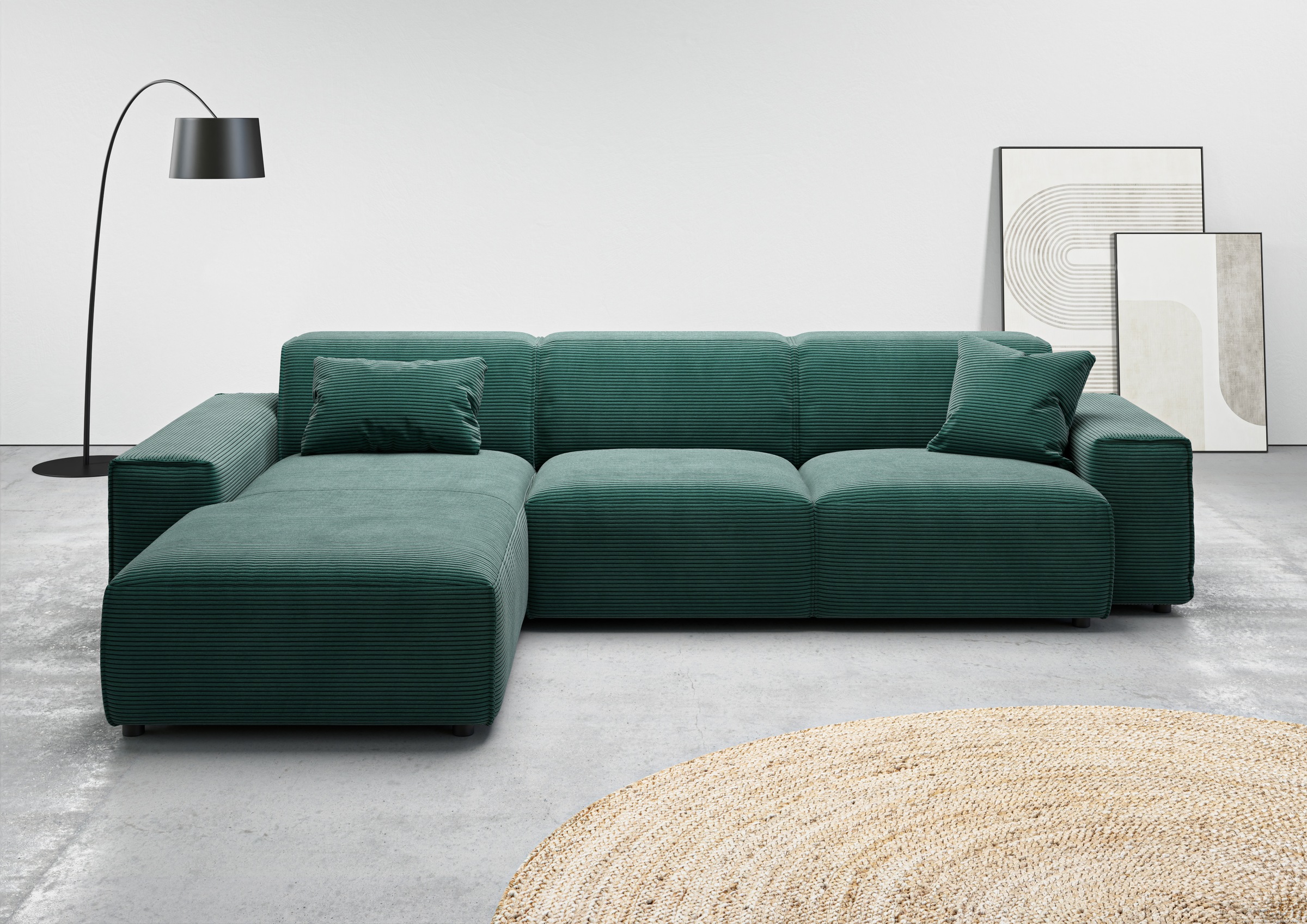 andas Ecksofa »Glimminge auch in Breitcord, Feincord, Bouclé + Easy care-Bezug«, L-Form, Breite 294, Zierkissen