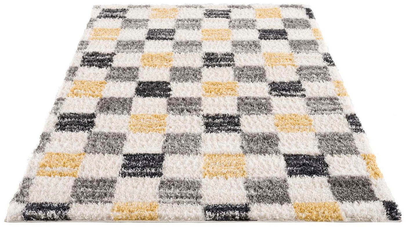 Carpet City Hochflor-Teppich »Pulpy 554«, rechteckig, 30 mm Höhe, Läufer, weich, Karo-Optik, Wohnzimmer, Schlafzimmer, Kinderzimmer
