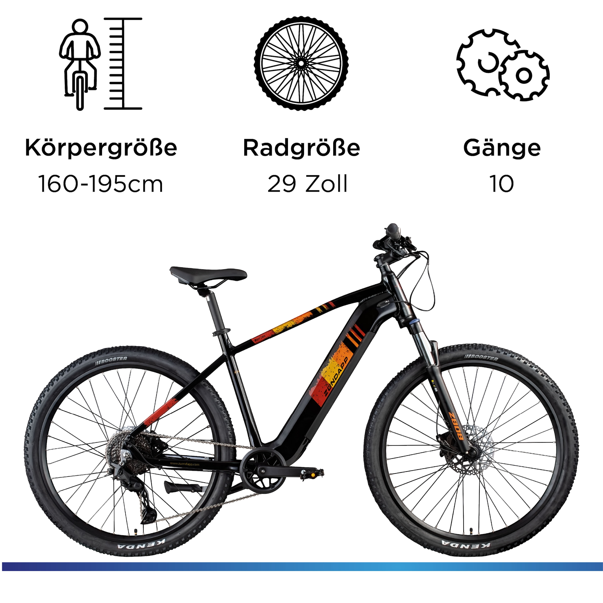 Zündapp »Z808« 10 Gang Shimano Deore RD-T6000 Schaltwerk Kettenschaltung Heckmotor 250 W Pedelec, Elektrofahrrad für Damen und Herren, MTB